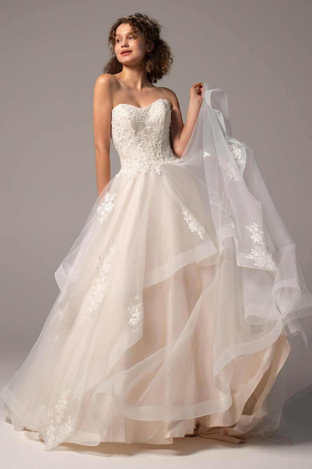 A-Line Court Train Tulle Wedding Dress CW2391