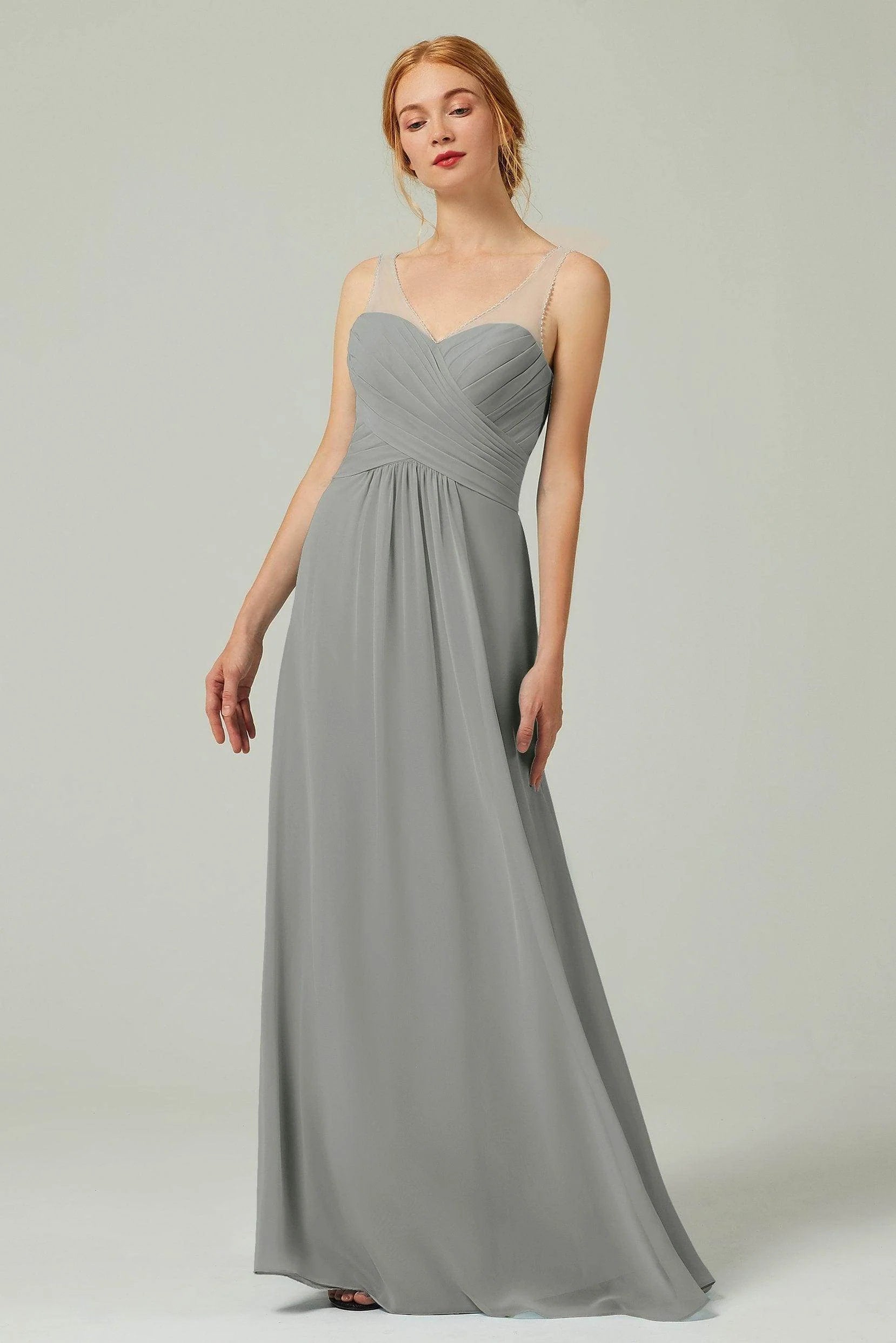 A-Line Floor Length Chiffon Bridesmaid Dress CB0331