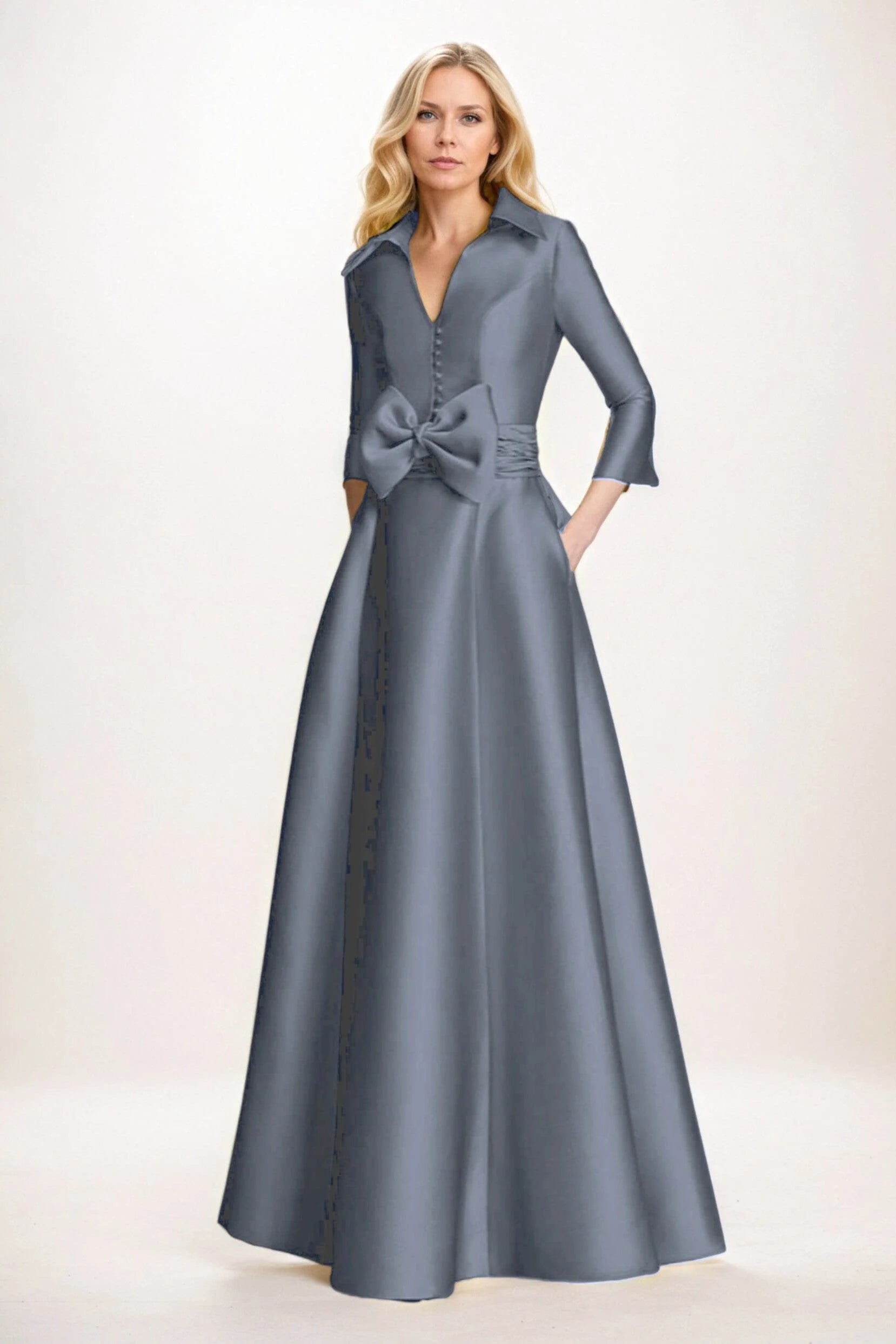 A-Line Maxi Satin Mother of the Bride Dresses CM0402