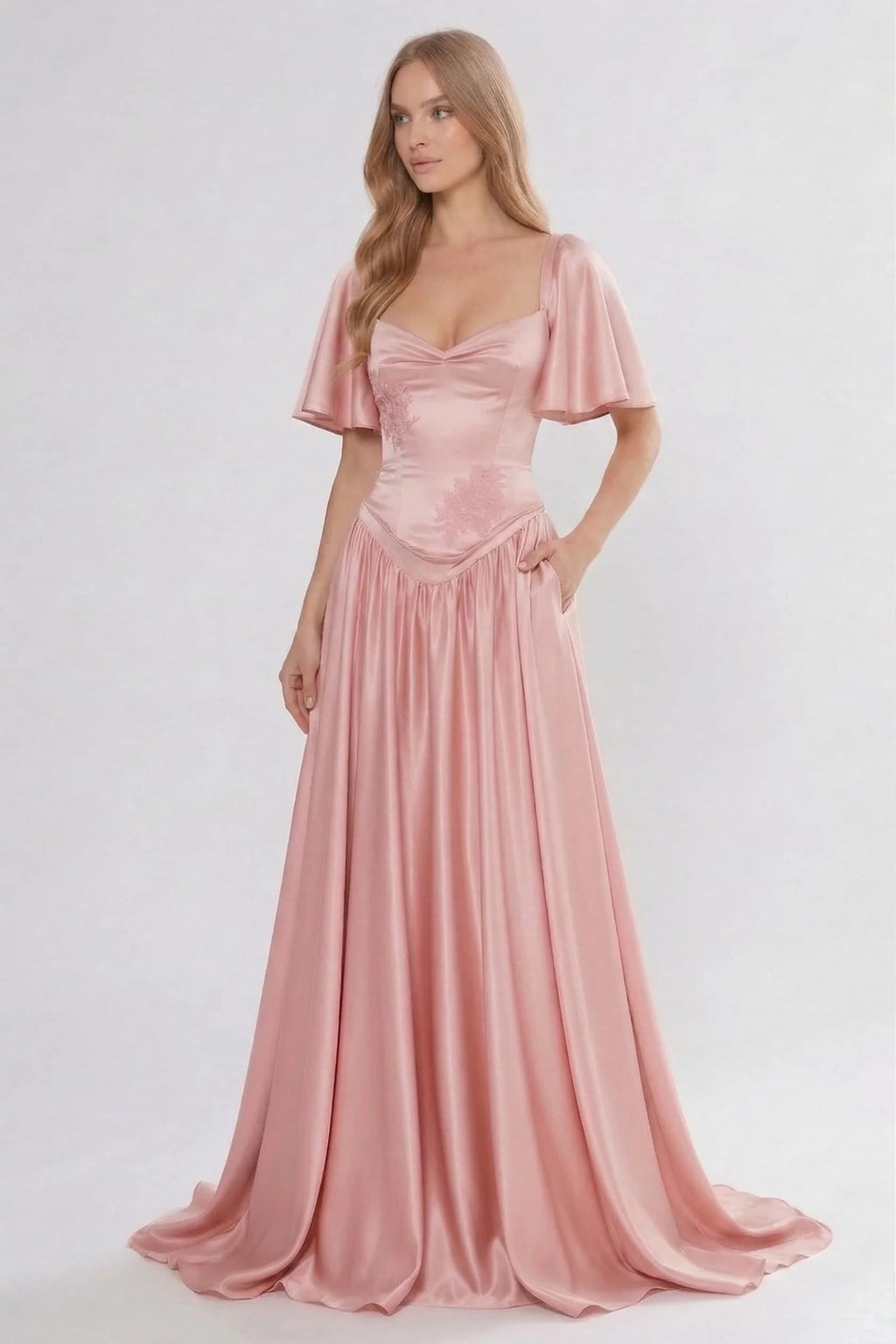 A-Line Floor Length Soft Satin Bridesmaid Dress CG0316BM