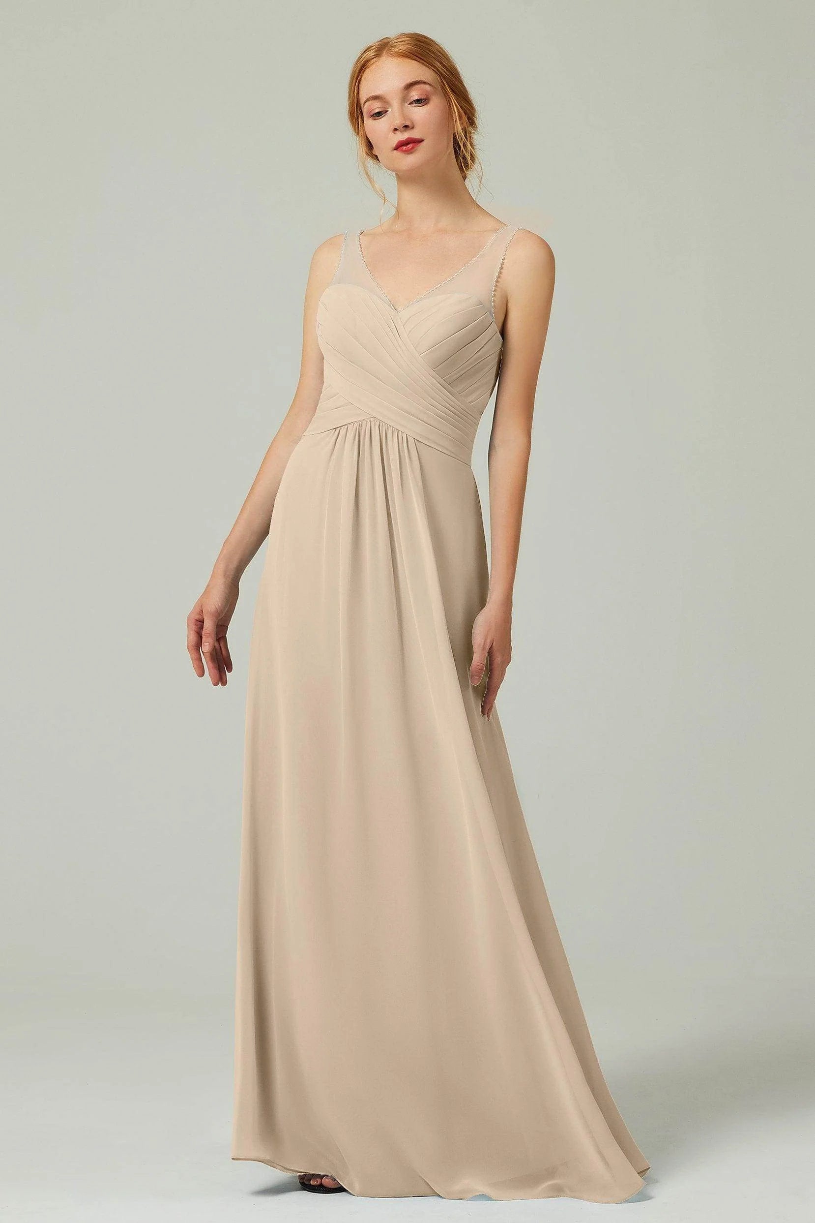 A-Line Floor Length Chiffon Bridesmaid Dress CB0331