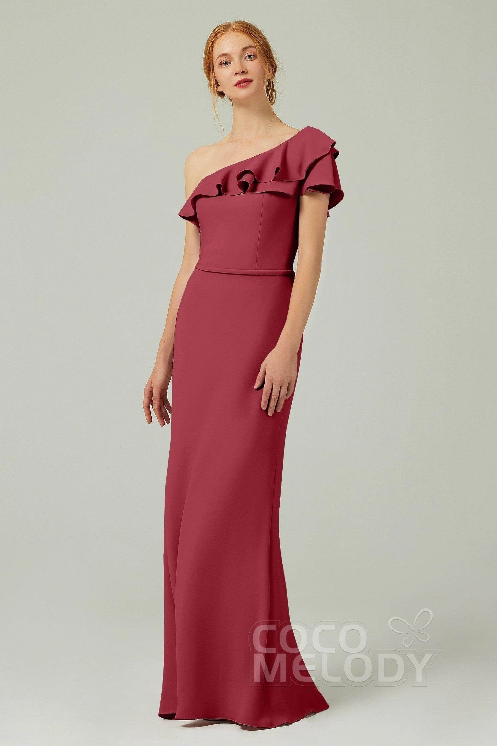 Sheath-Column Floor Length Chiffon Bridesmaid Dress CB0349