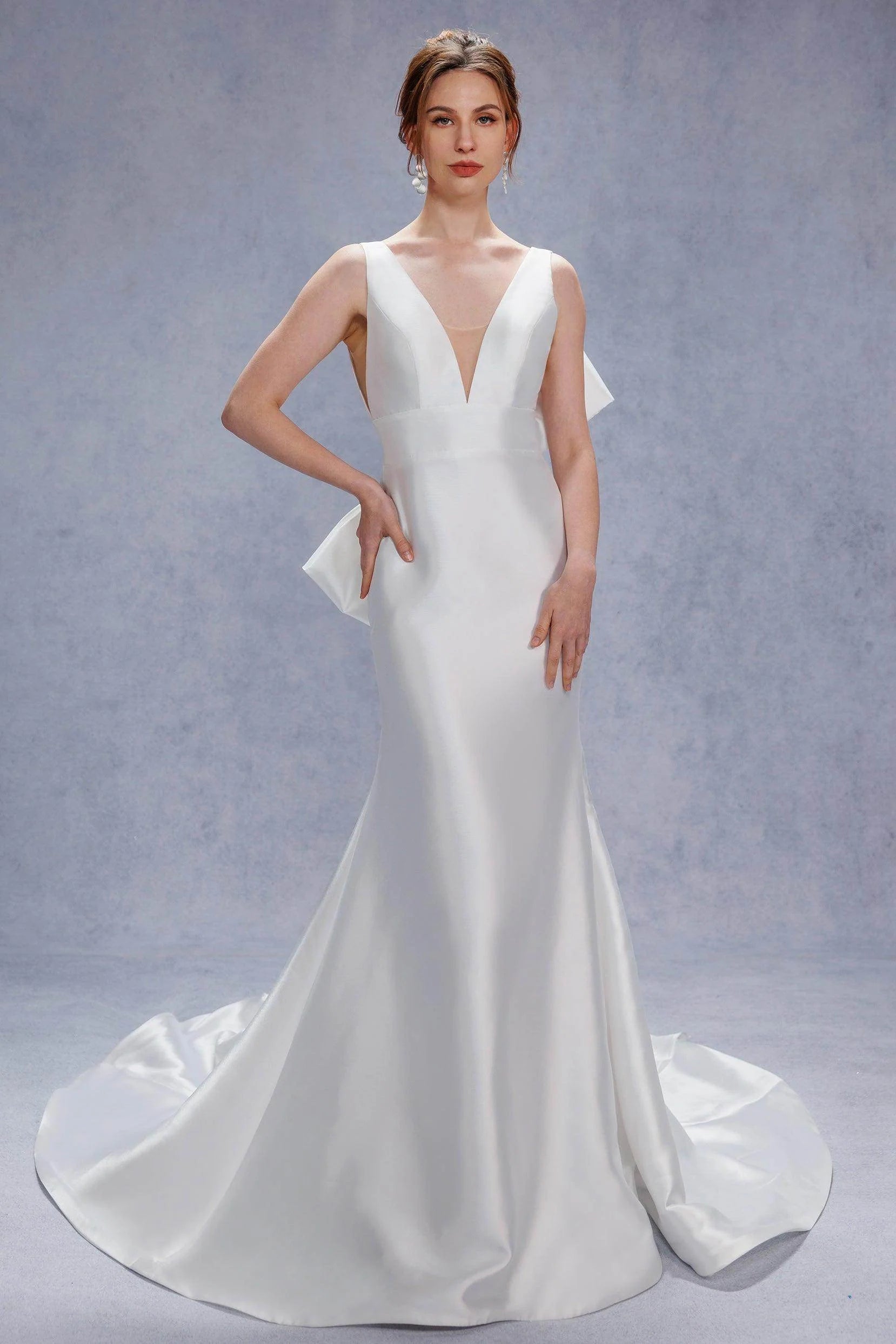 Trumpet-Mermaid Court Train Mikado Wedding Dress CW3356