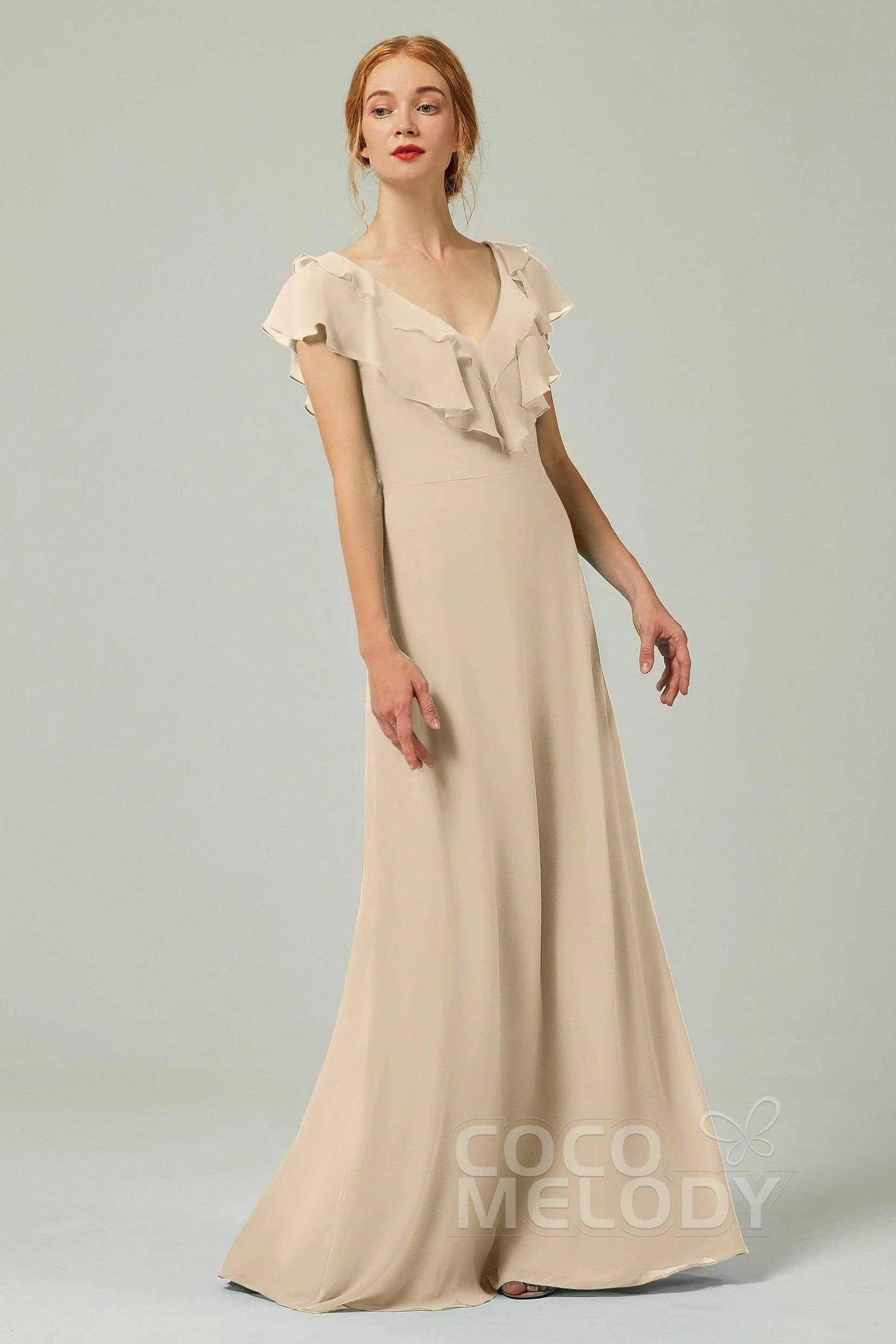 A-Line Floor Length Chiffon Bridesmaid Dress CB0323