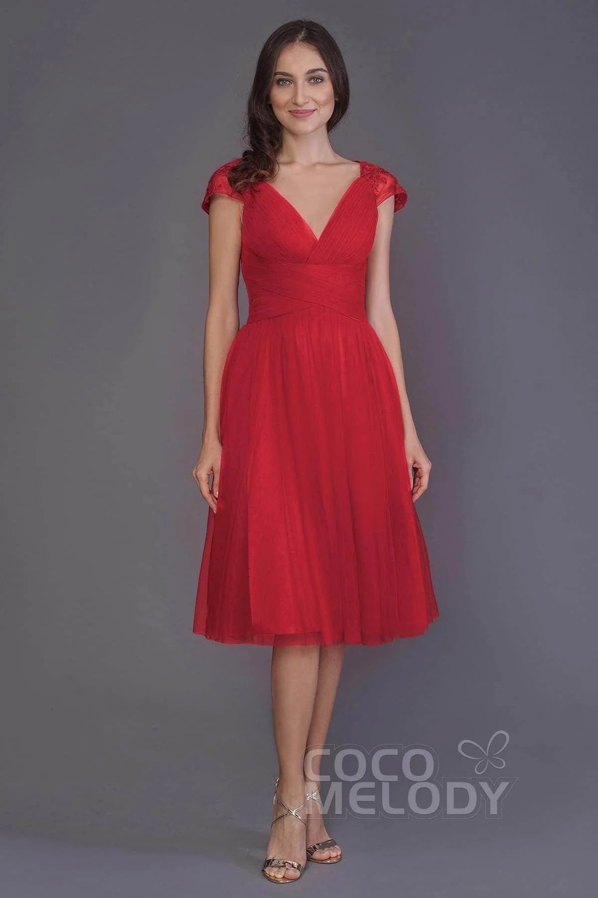 A-Line Knee Length Tulle Bridesmaid Dress PR3515