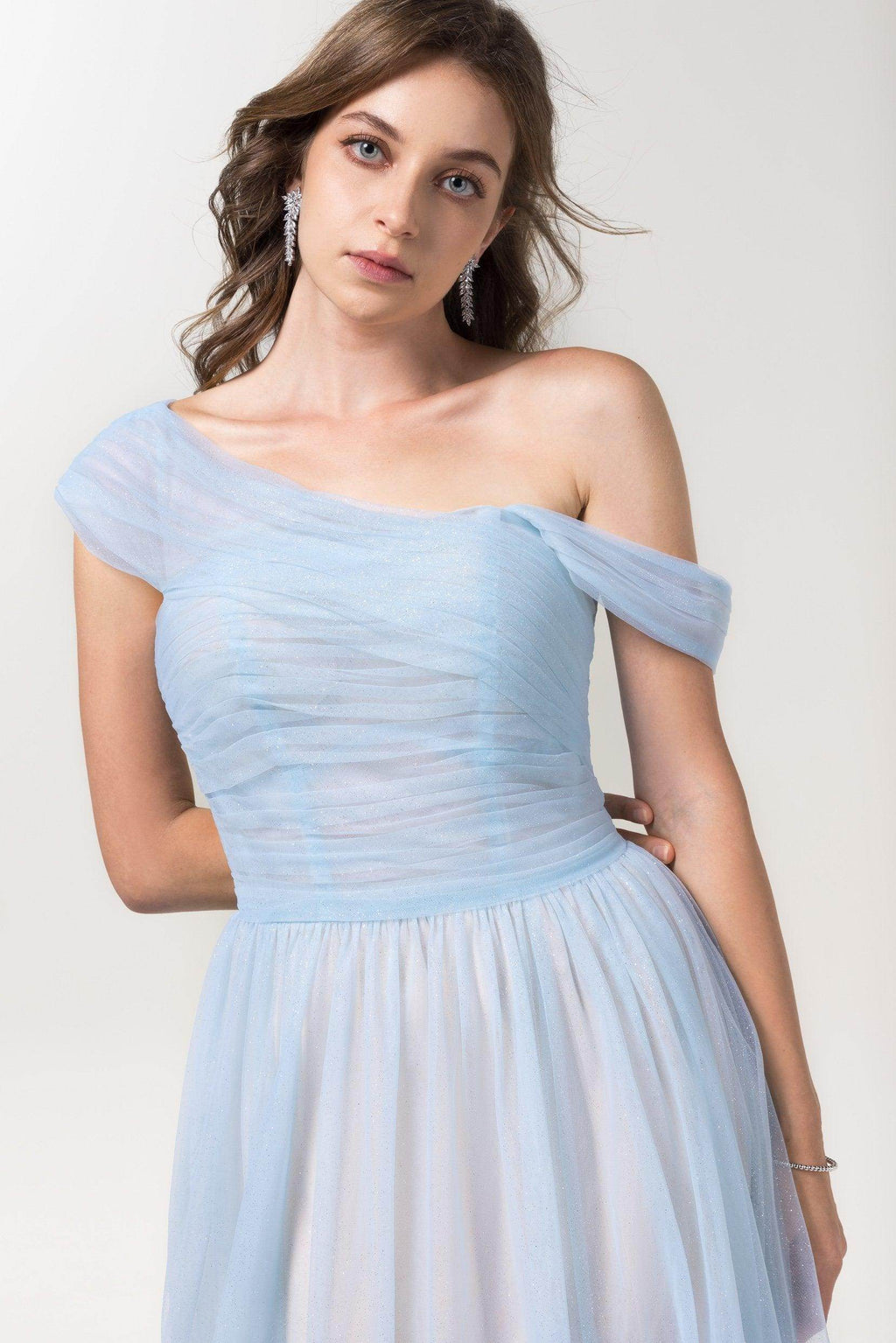 A-Line Floor Length Sparkling Tulle Bridesmaid Dress Formal Dresses CB0614