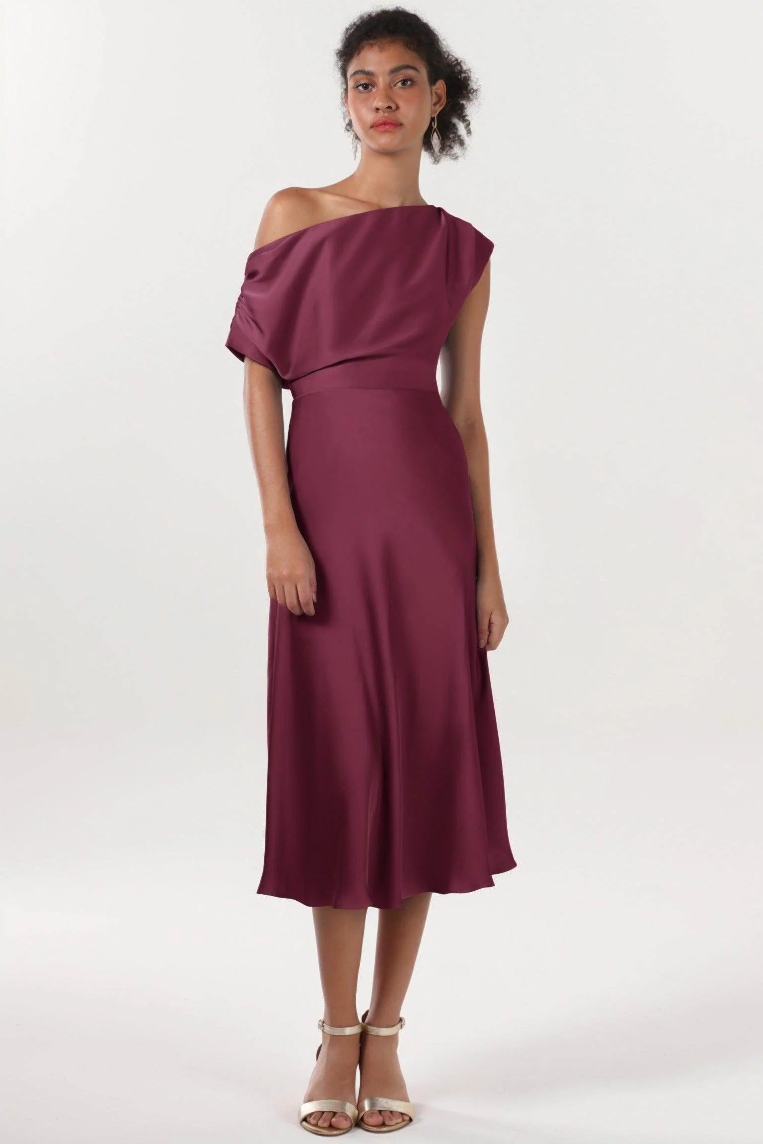 Sheath-Column Midi Luxe Satin Formal Dress CS0611