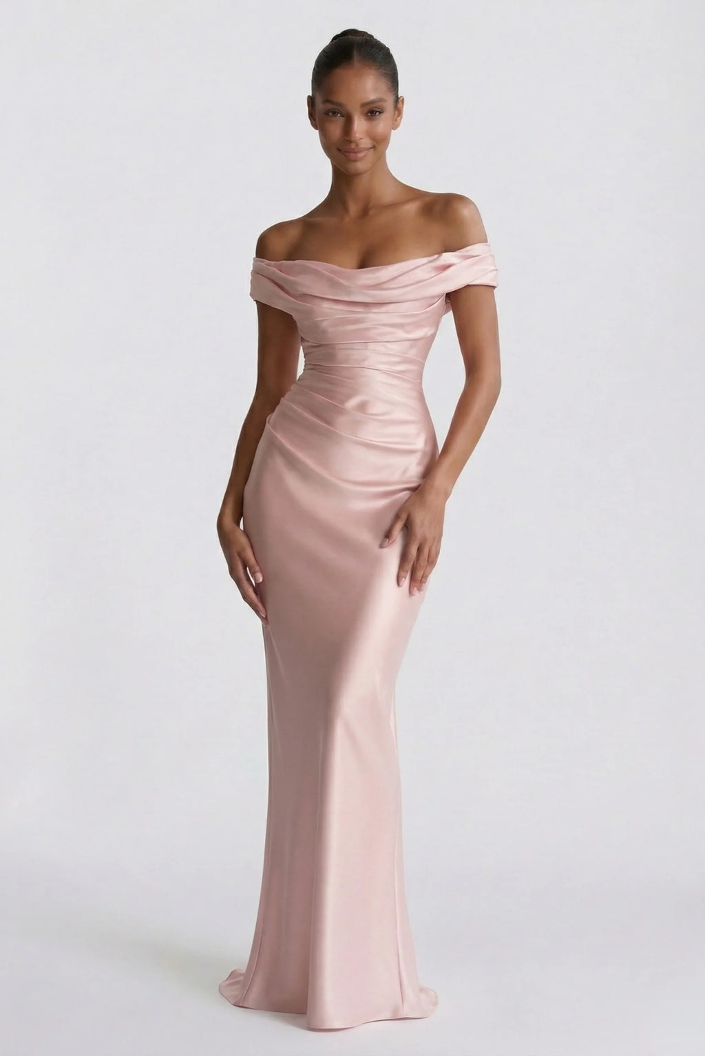 Sheath-Column Floor Length Acetate Satin Wedding Guest Dress CG0303