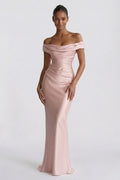 Sheath-Column Floor Length Acetate Satin Wedding Guest Dress CG0303