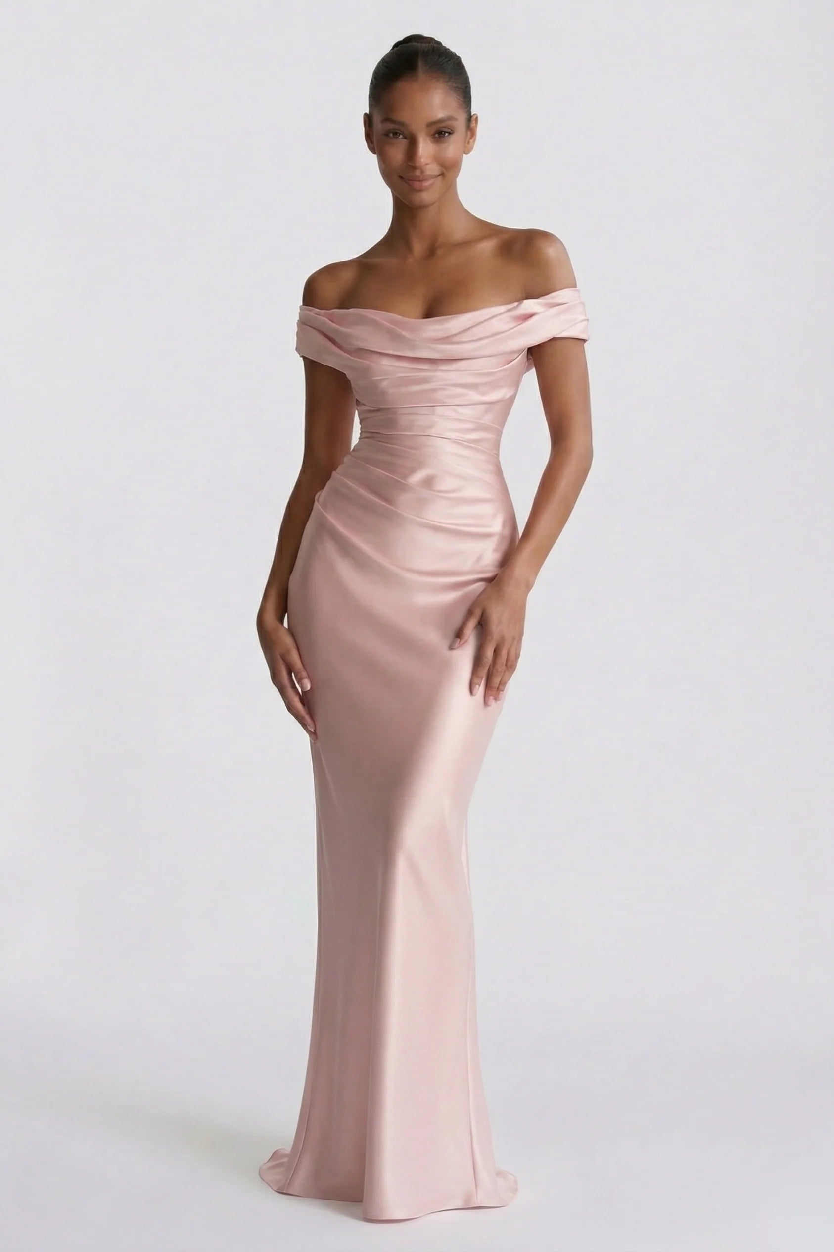 Sheath-Column Floor Length Acetate Satin Wedding Guest Dress CG0303