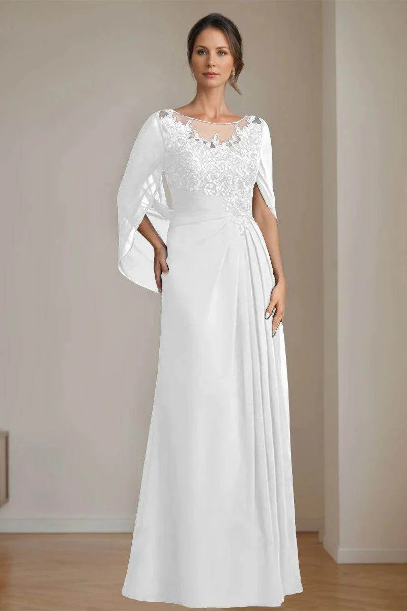 A Line Scoop Floor Length Sequins Mother of the Bride Dresses CM0369