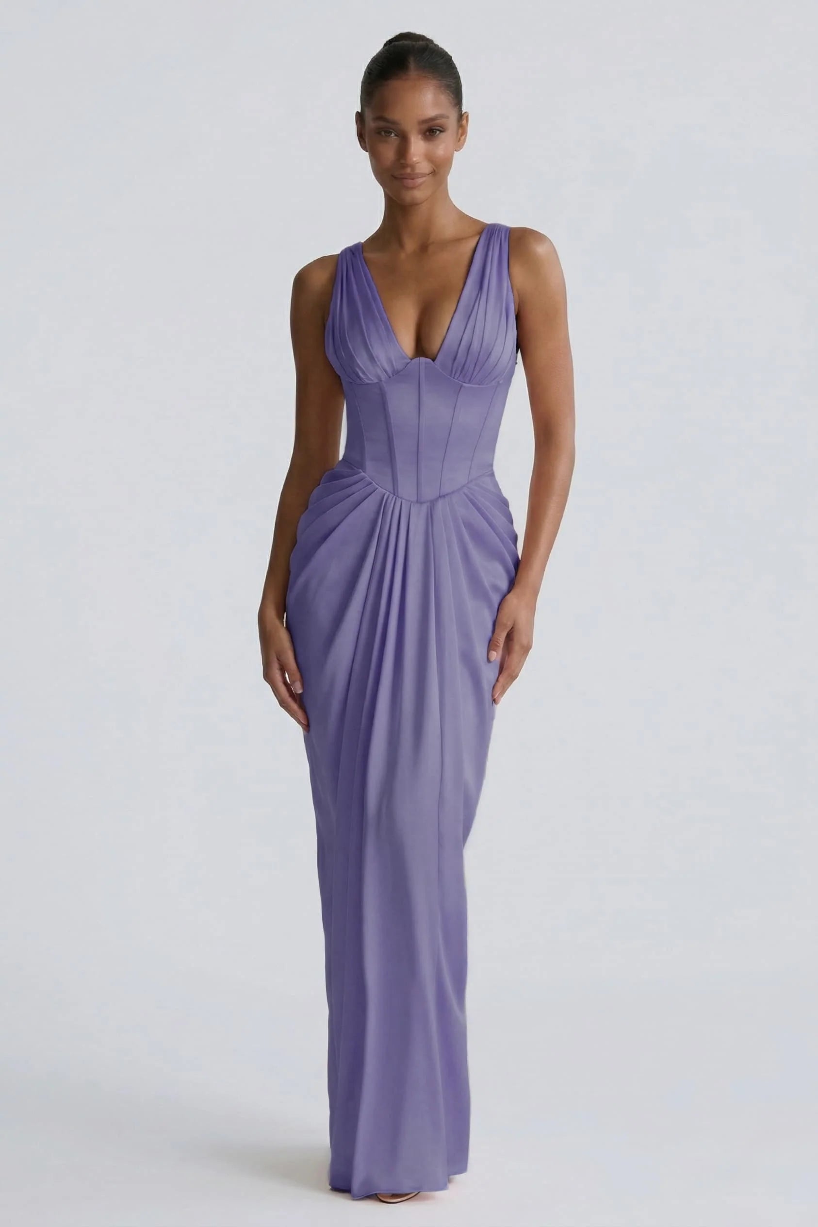 Sheath-Column Floor Length Acetate Satin Wedding Guest Dress CG0304