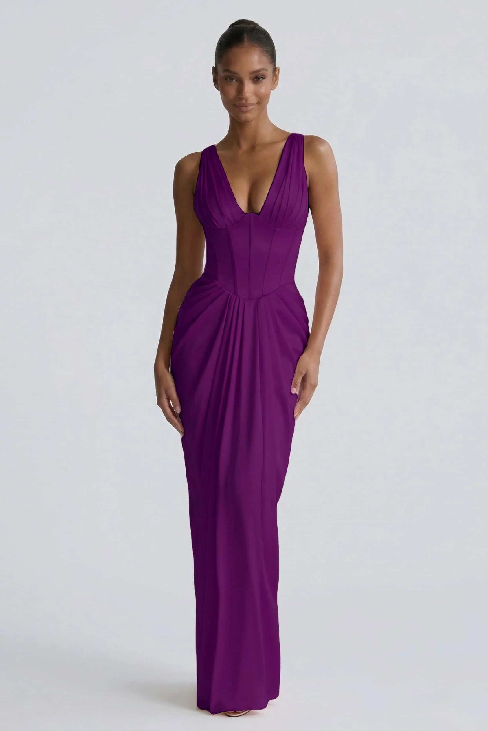Sheath-Column Floor Length Acetate Satin Wedding Guest Dress CG0304