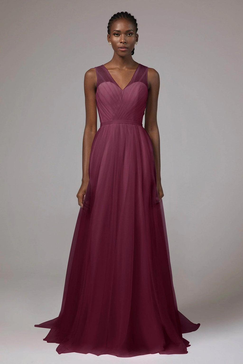 A-Line Floor Length Tulle/Chiffon Bridesmaid Dress CB0392