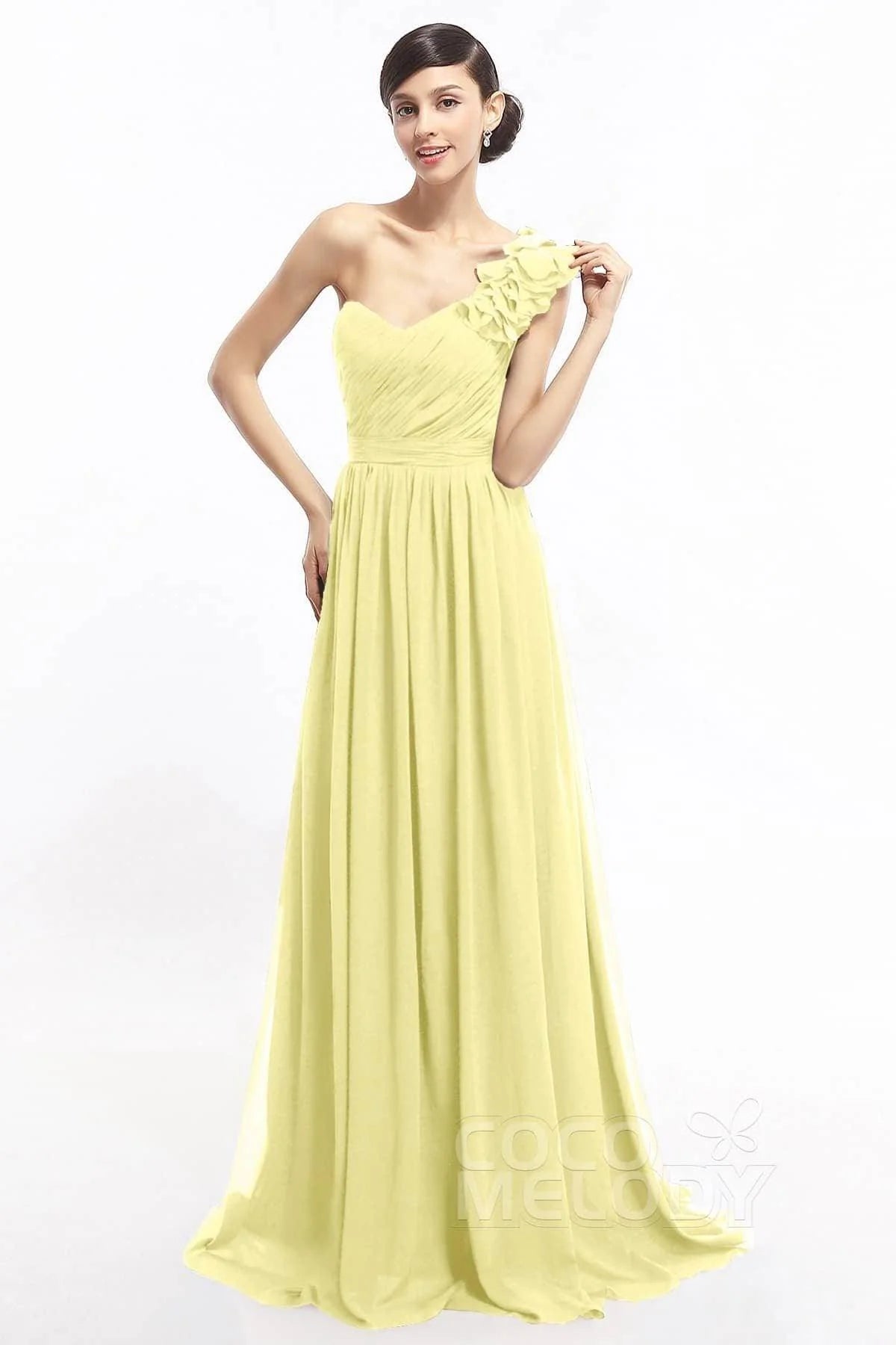 Sheath Sweep-Brush Train Chiffon Evening Dresses COLT14007