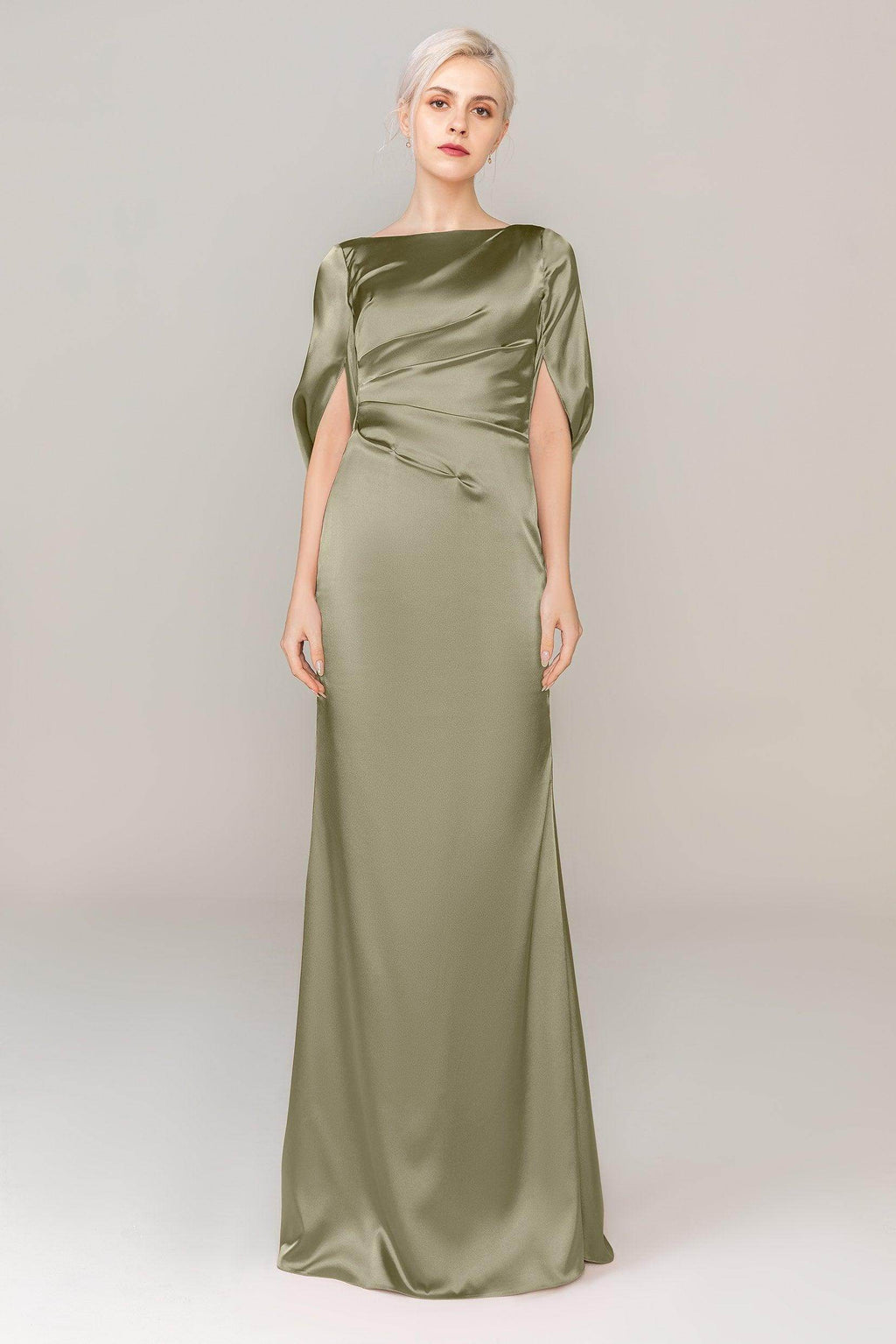 Sheath Sweep Train Luxe Satin Dress CS0314