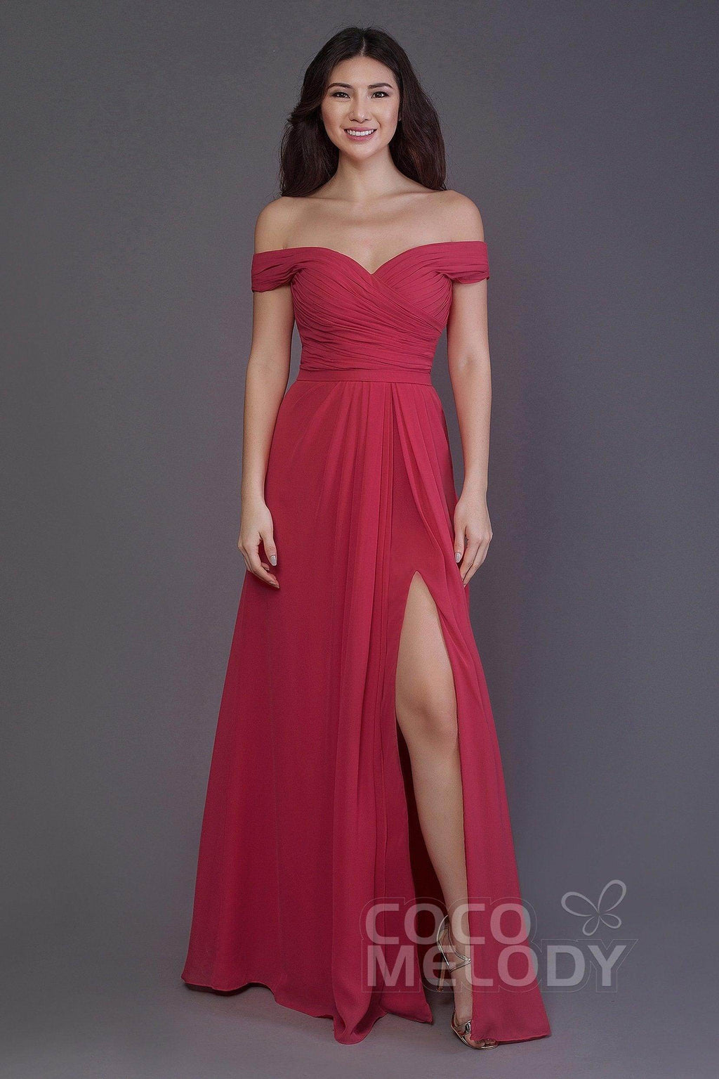 Sheath-Column Floor Length Chiffon Bridesmaid Dress PR3536PS
