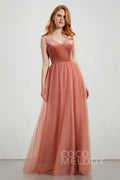 A-Line Floor Length Velvet/Tulle Bridesmaid Dress Formal Dresses CB0431