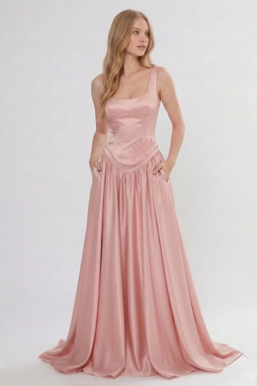 A-Line Floor Length Soft Satin Bridesmaid Dress CG0314BM