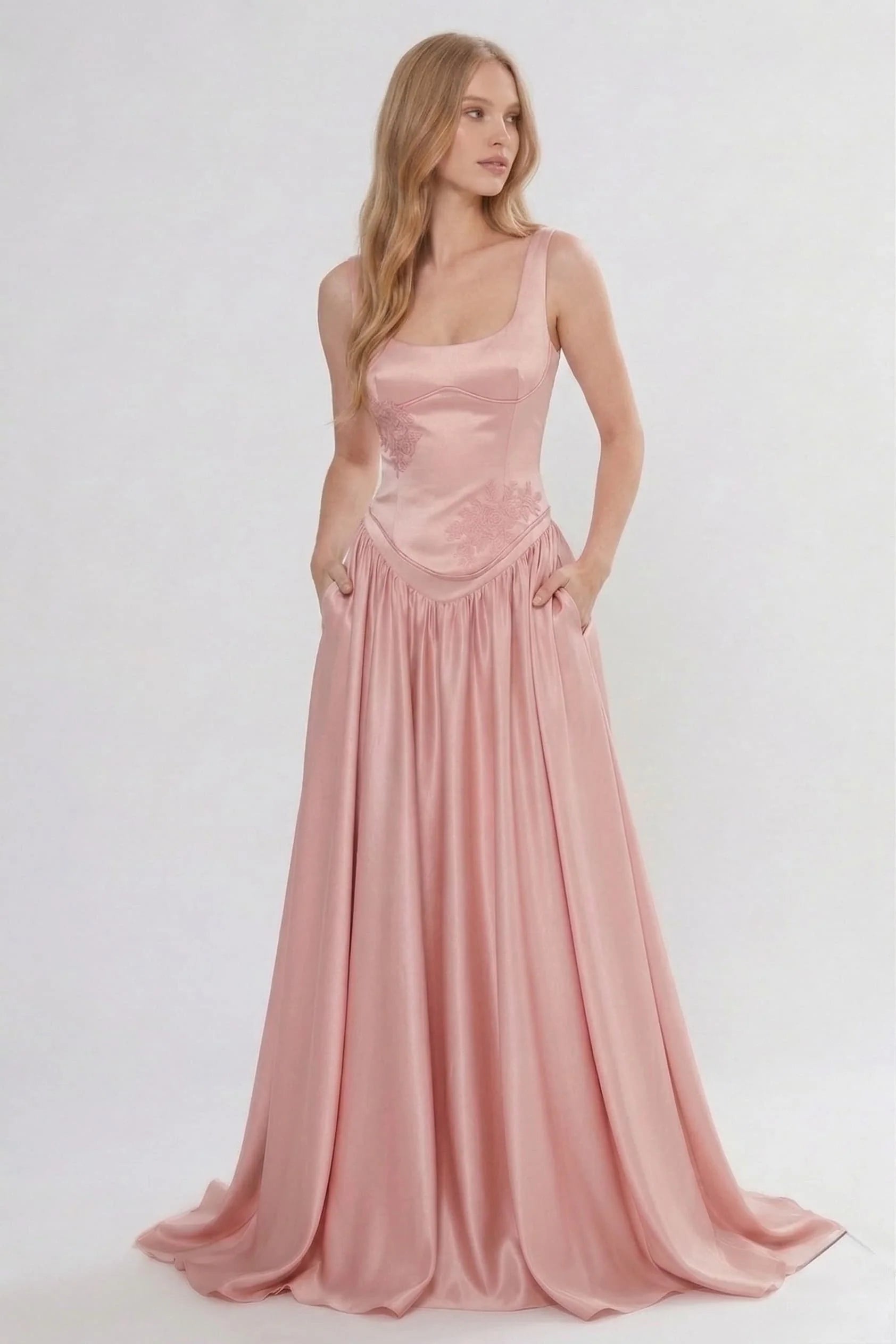 A-Line Floor Length Soft Satin Bridesmaid Dress CG0314BM