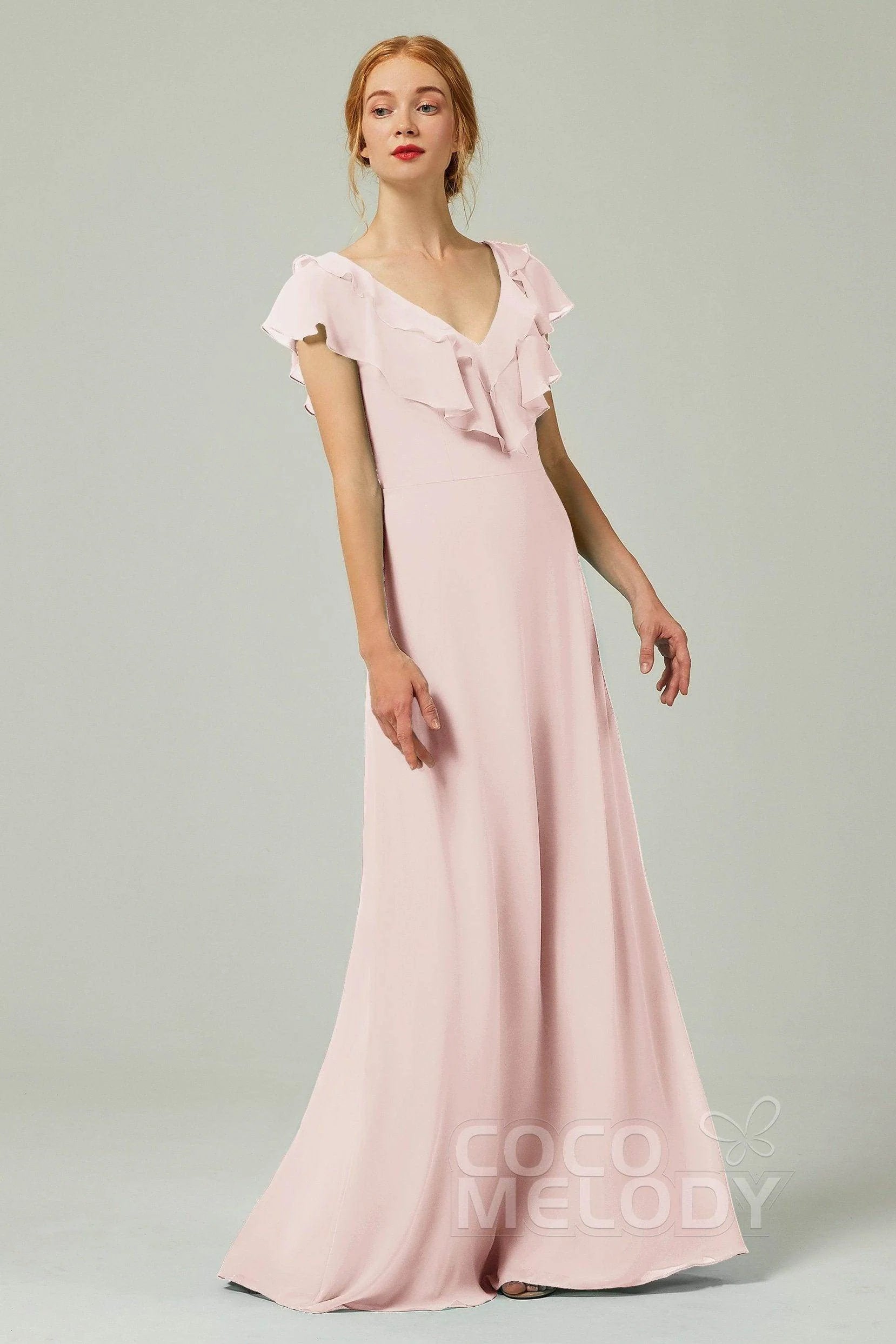 A-Line Floor Length Chiffon Bridesmaid Dress CB0323