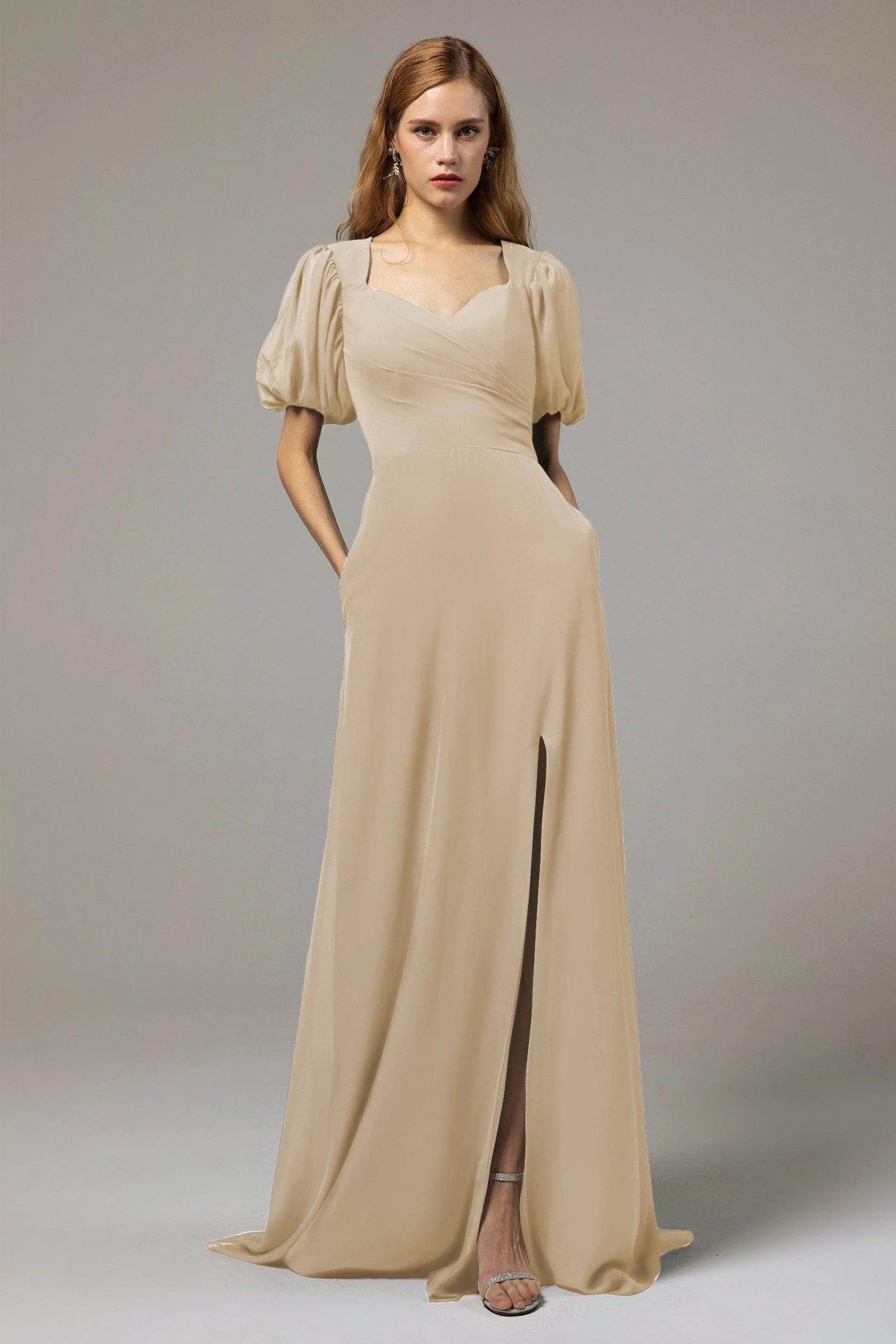 A-Line Floor Length Chiffon Bridesmaid Dress Formal Dresses CB0415