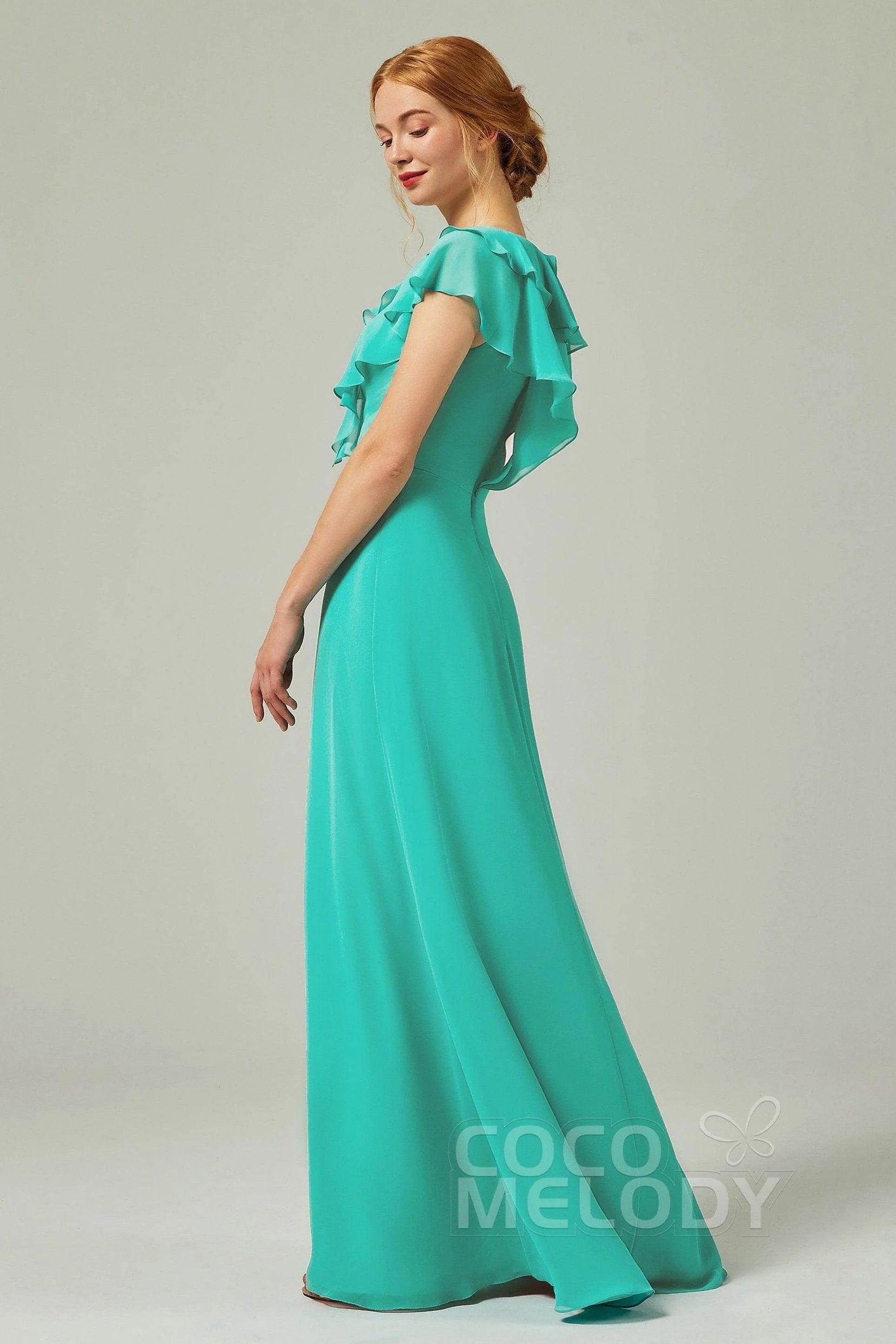 A-Line Floor Length Chiffon Bridesmaid Dress CB0323