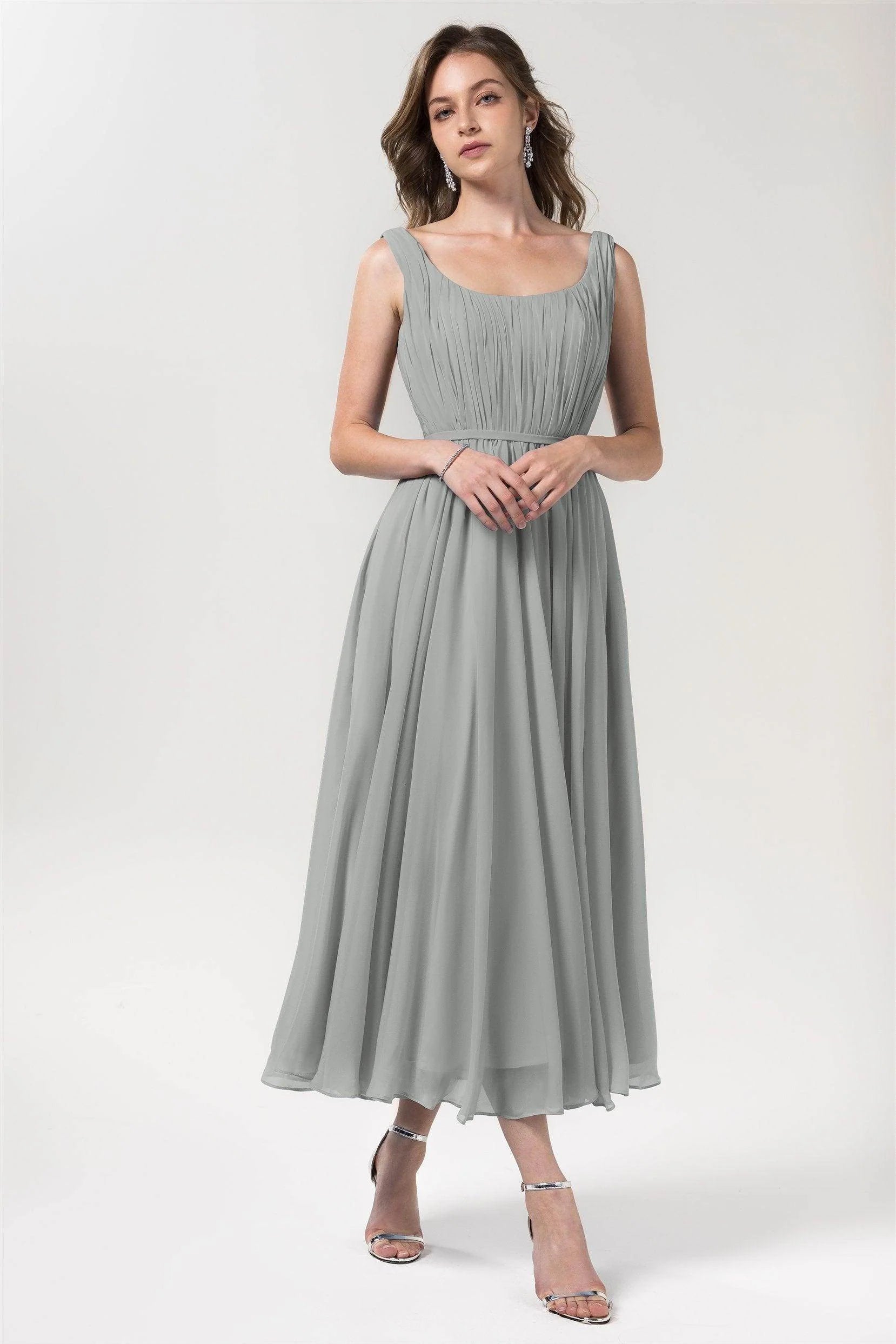 A-Line Tea Length Chiffon Bridesmaid Dress CB0555