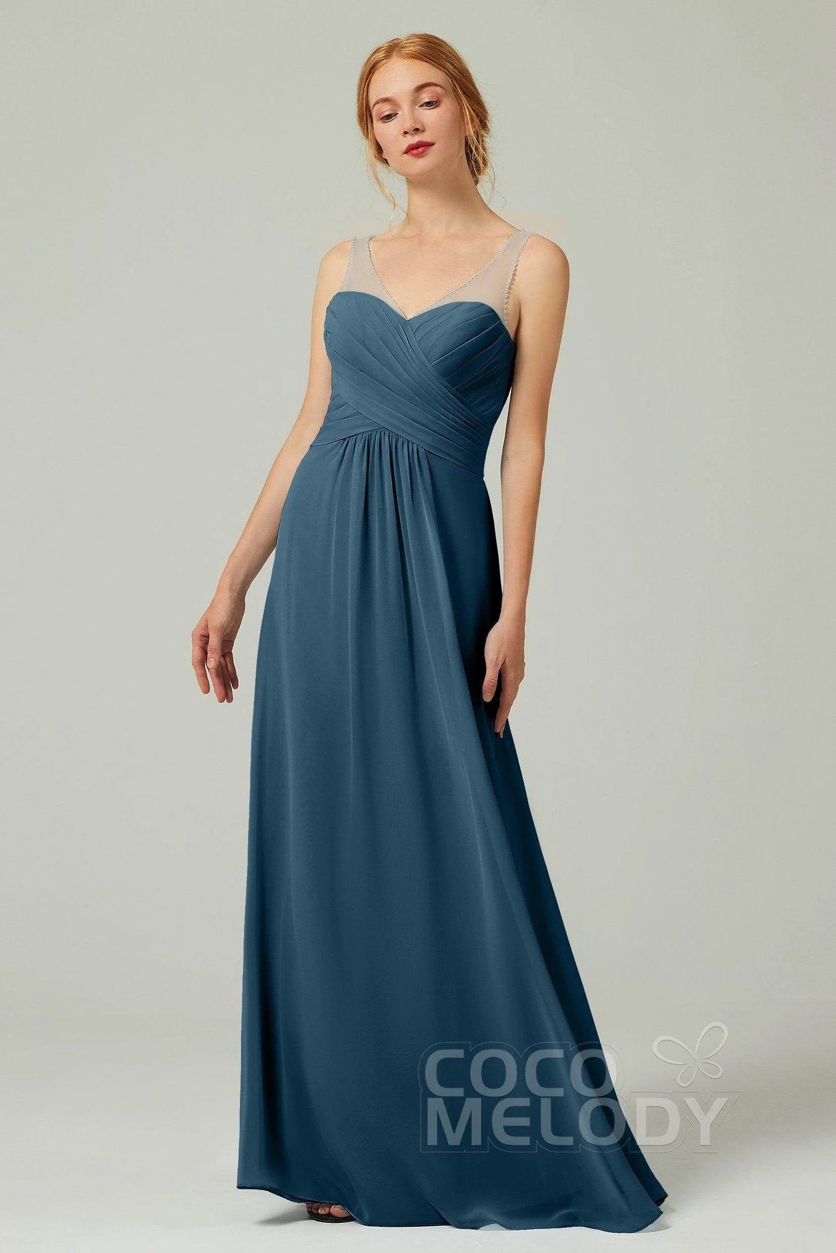 A-Line Floor Length Chiffon Bridesmaid Dress CB0331