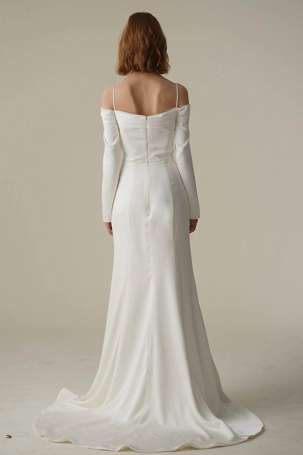 Trumpet-Mermaid Court Train Satin Wedding Dress CW3088
