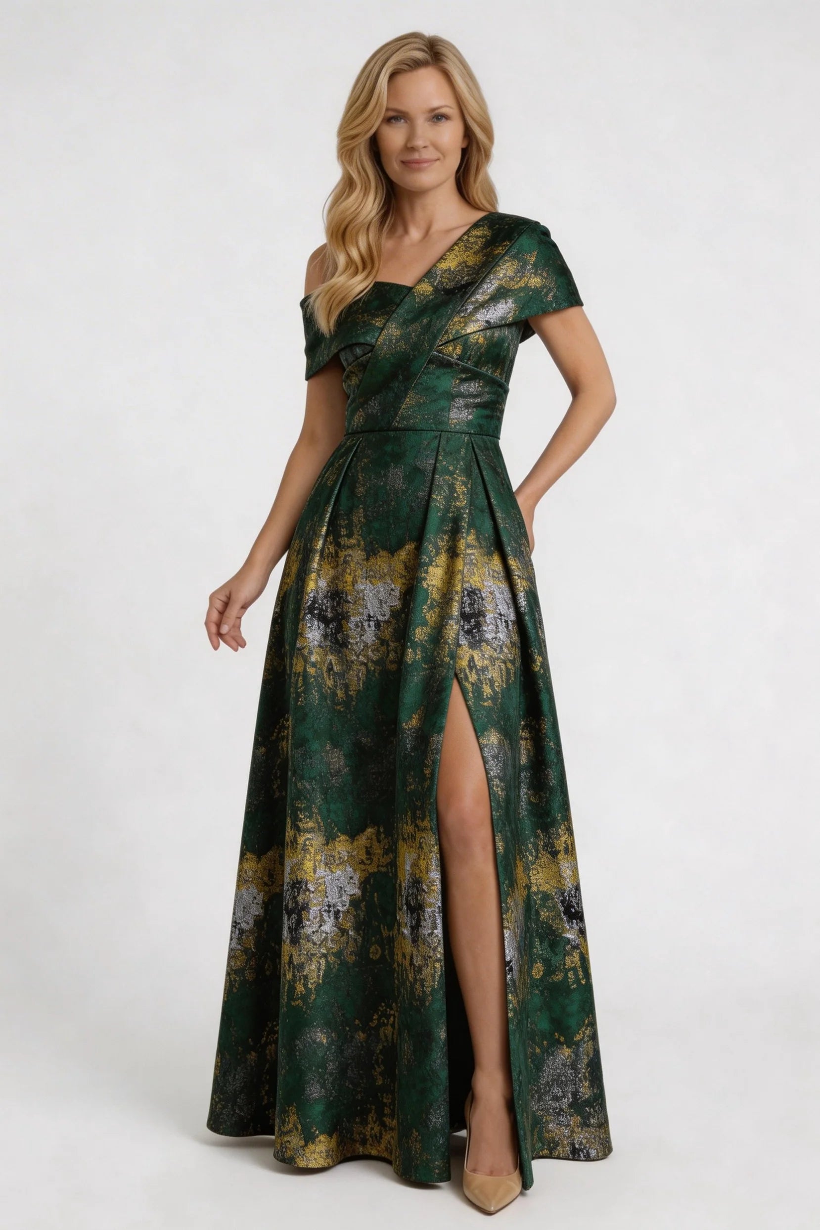 A-Line Floor Length Jacquard Mother of the Bride Dress CM0422