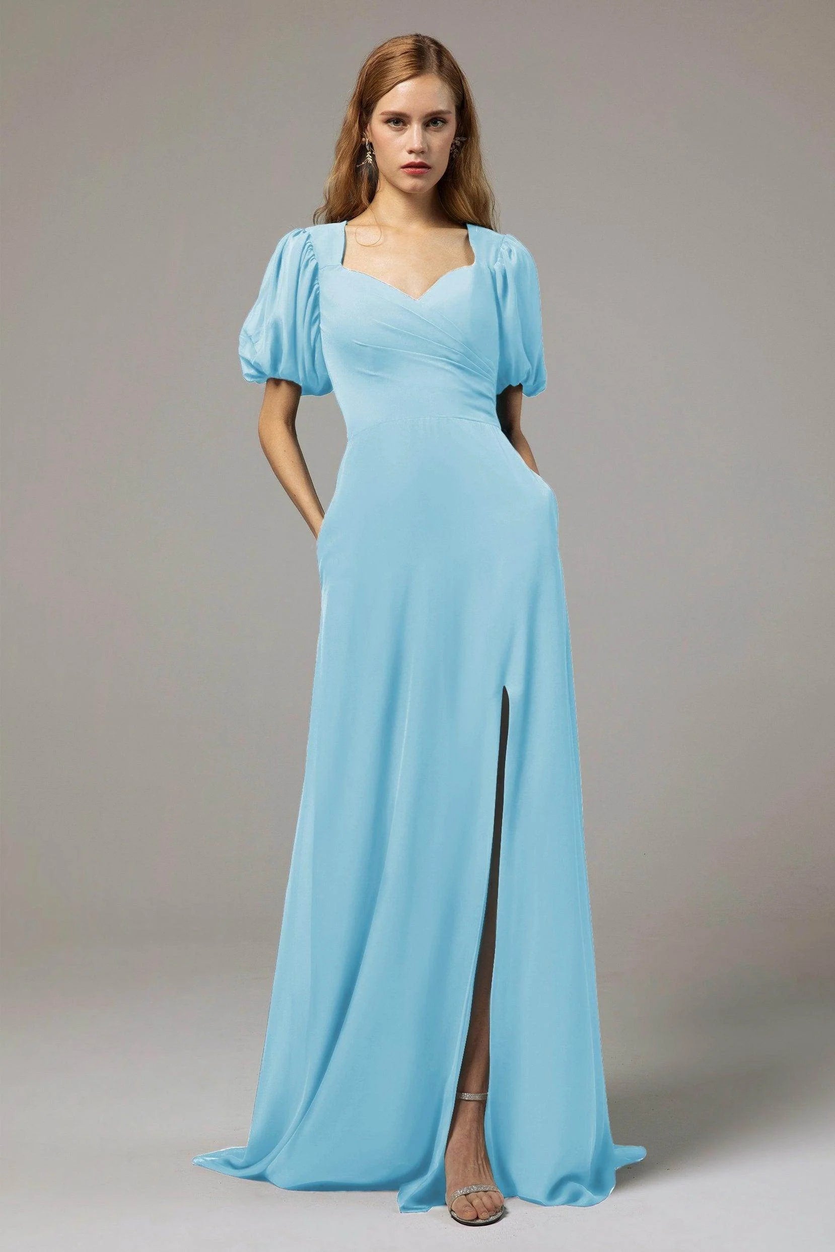 A-Line Floor Length Chiffon Bridesmaid Dress Formal Dresses CB0415