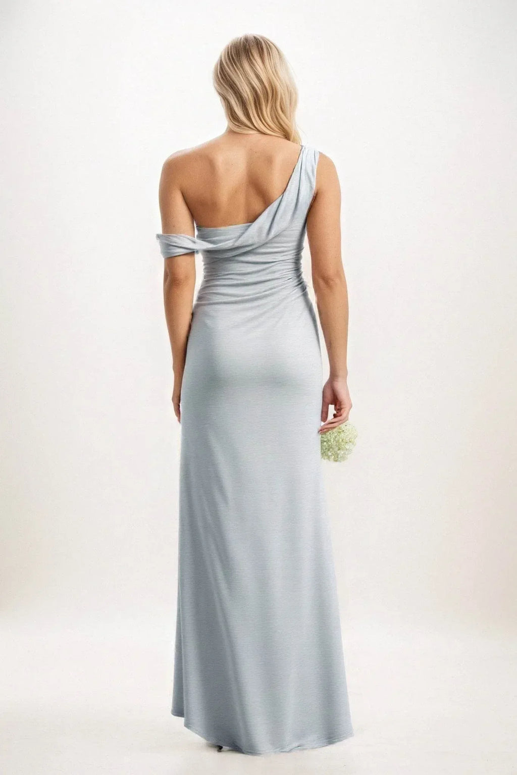 Sheath-Column Maxi Luxe Satin Bridesmaid Dress CB0815