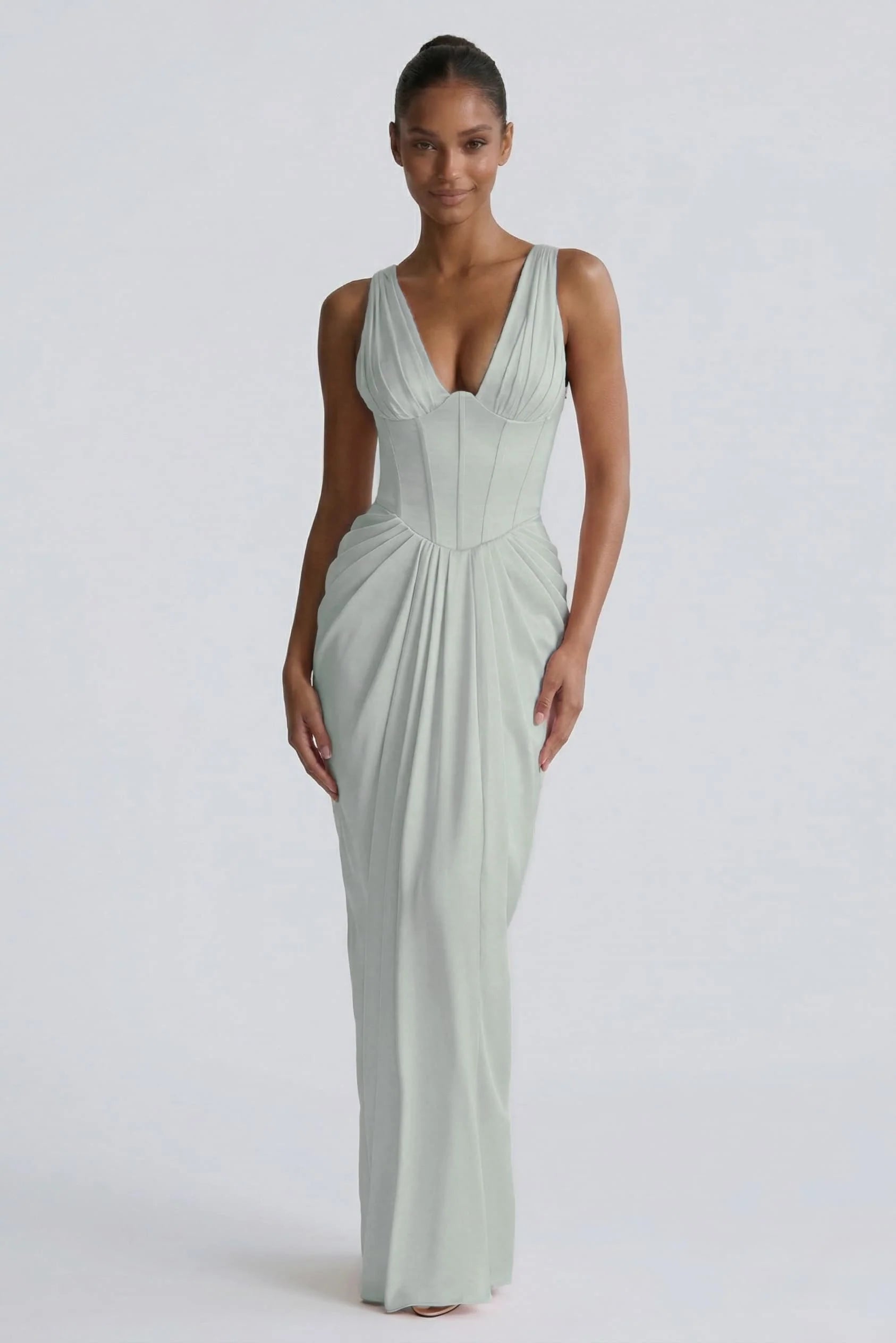 Sheath-Column Floor Length Acetate Satin Wedding Guest Dress CG0304