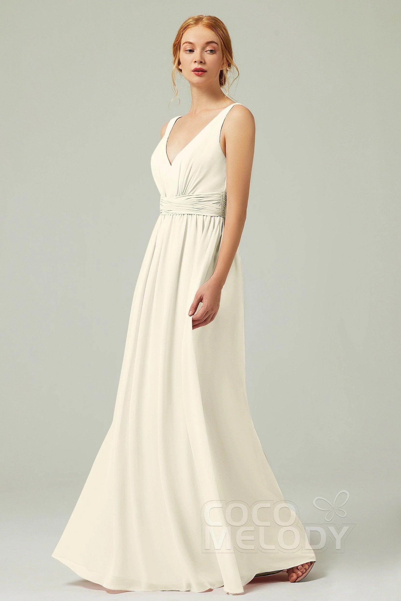 A-Line Floor Length Chiffon Bridesmaid Dress CB0318
