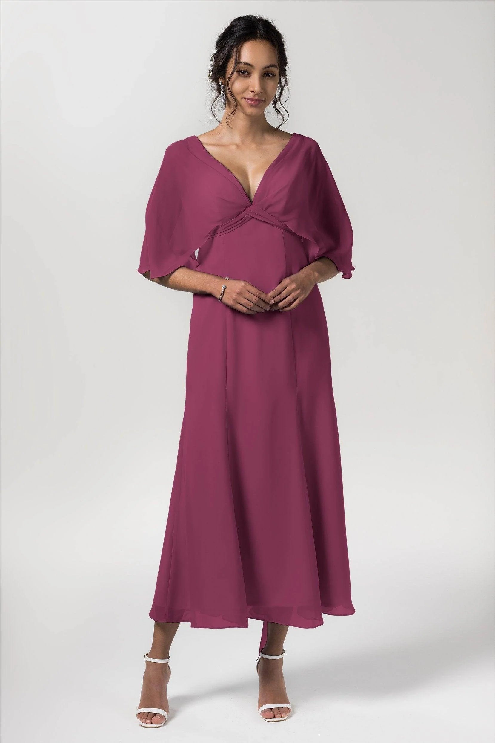 A-Line Tea Length Chiffon Bridesmaid Dress CB0553
