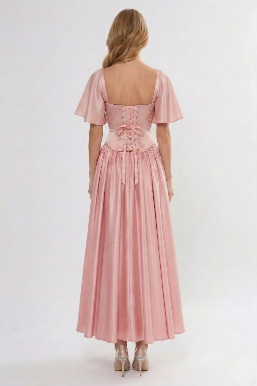 A-Line Ankle Length Soft Satin Wedding Guest Dress CG0317