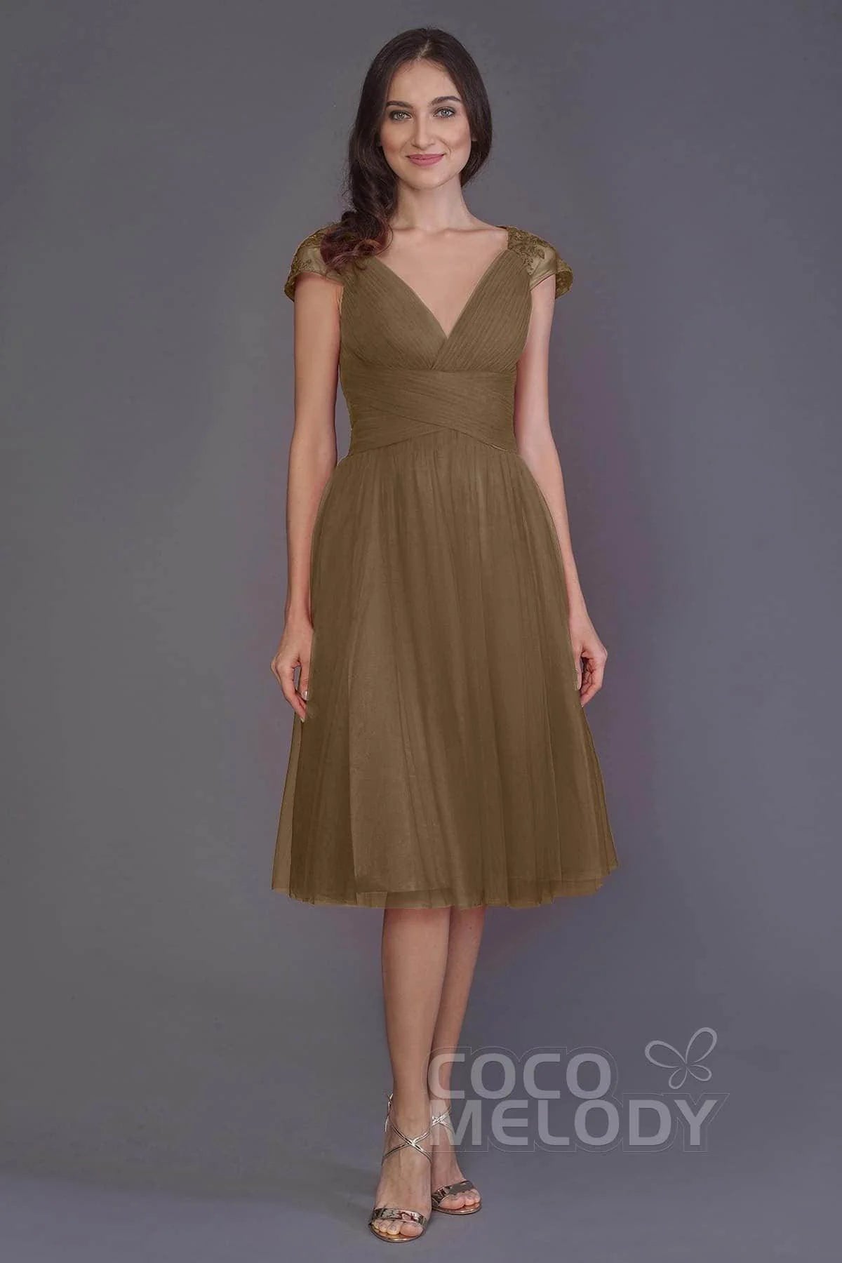 A-Line Knee Length Tulle Bridesmaid Dress PR3515