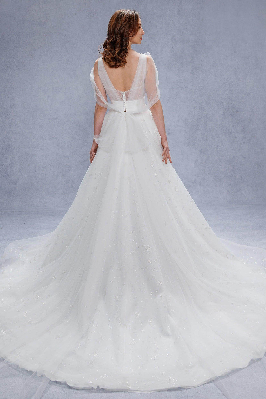 A-Line Court Train Glitter Wedding Dress CW3333