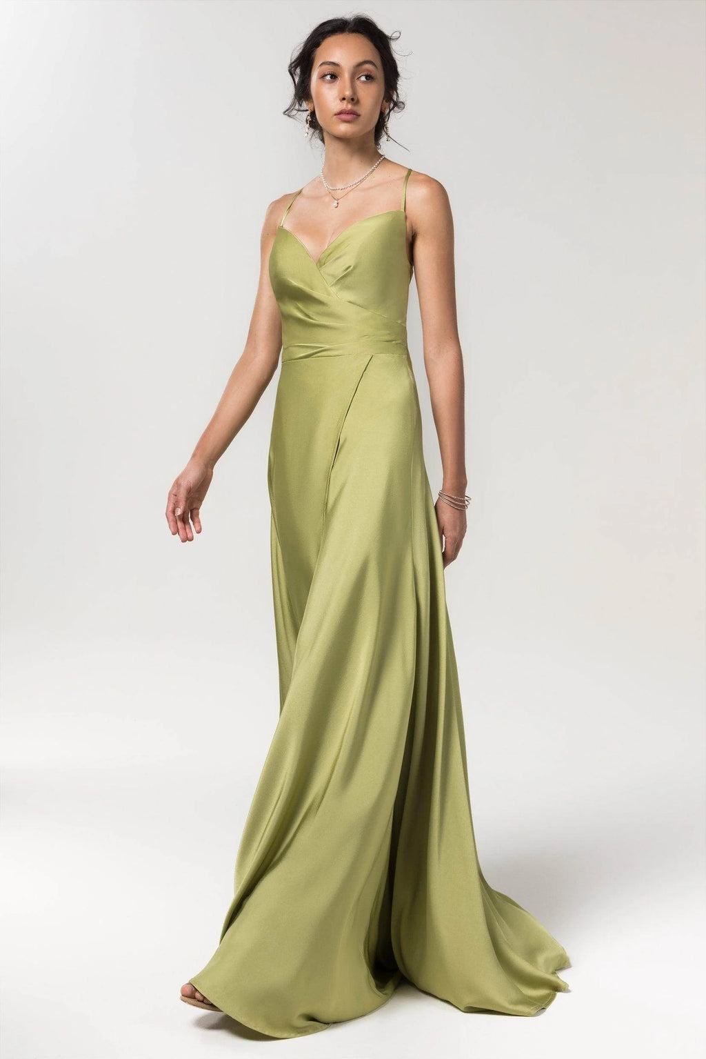 A-Line Floor Length Luxe Satin Bridesmaid Dress Formal Dresses CB0579