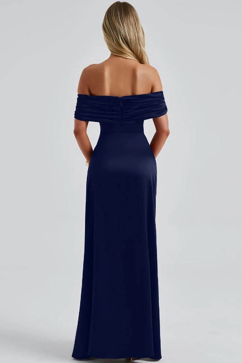 A-Line Elastic Silk like Satin Maxi Formal Wedding Guest Dresses B0DRFDHVGZ