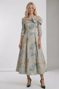 A-Line Tea-Length Jacquard Mother of the Bride Dress CM0418