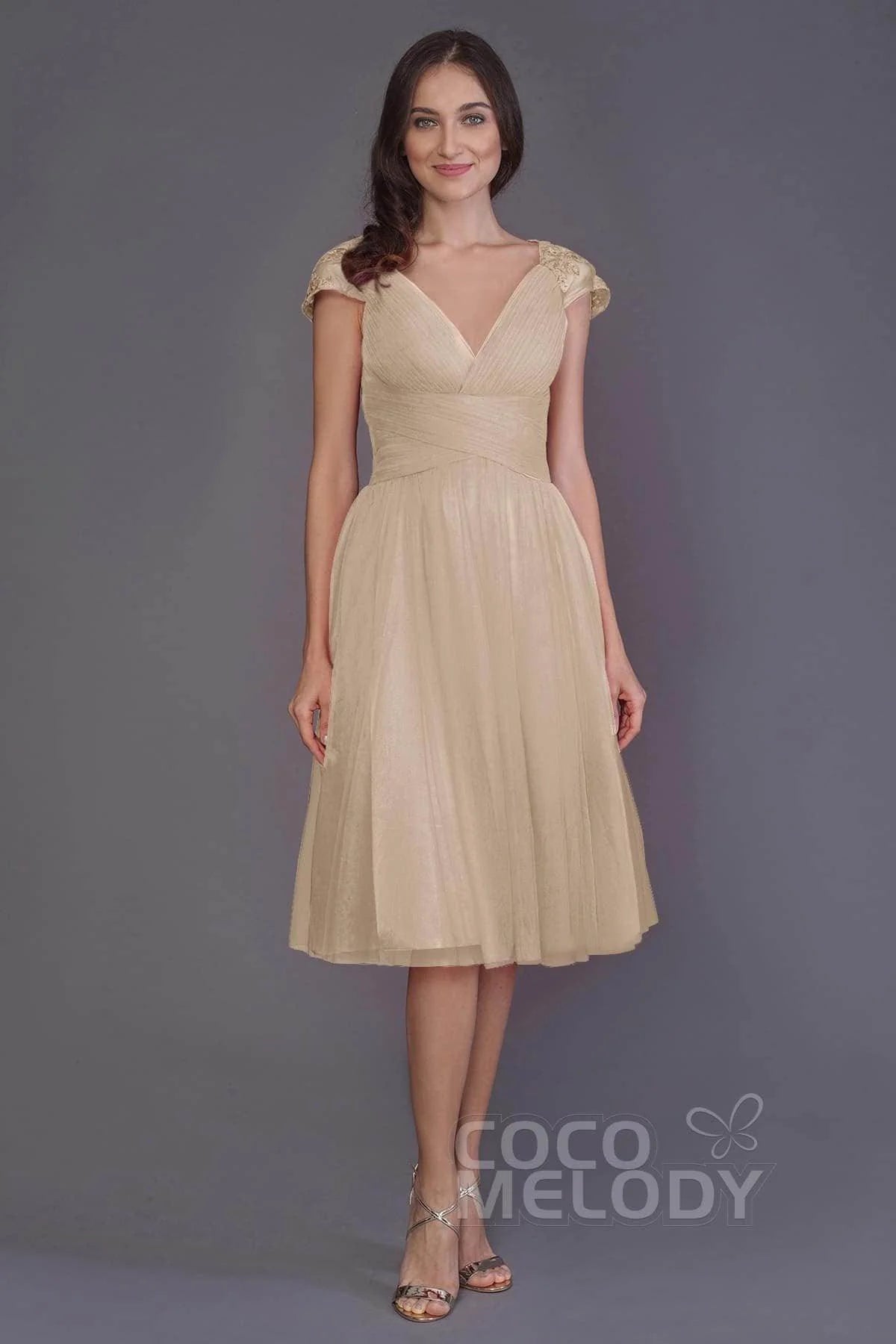 A-Line Knee Length Tulle Bridesmaid Dress PR3515