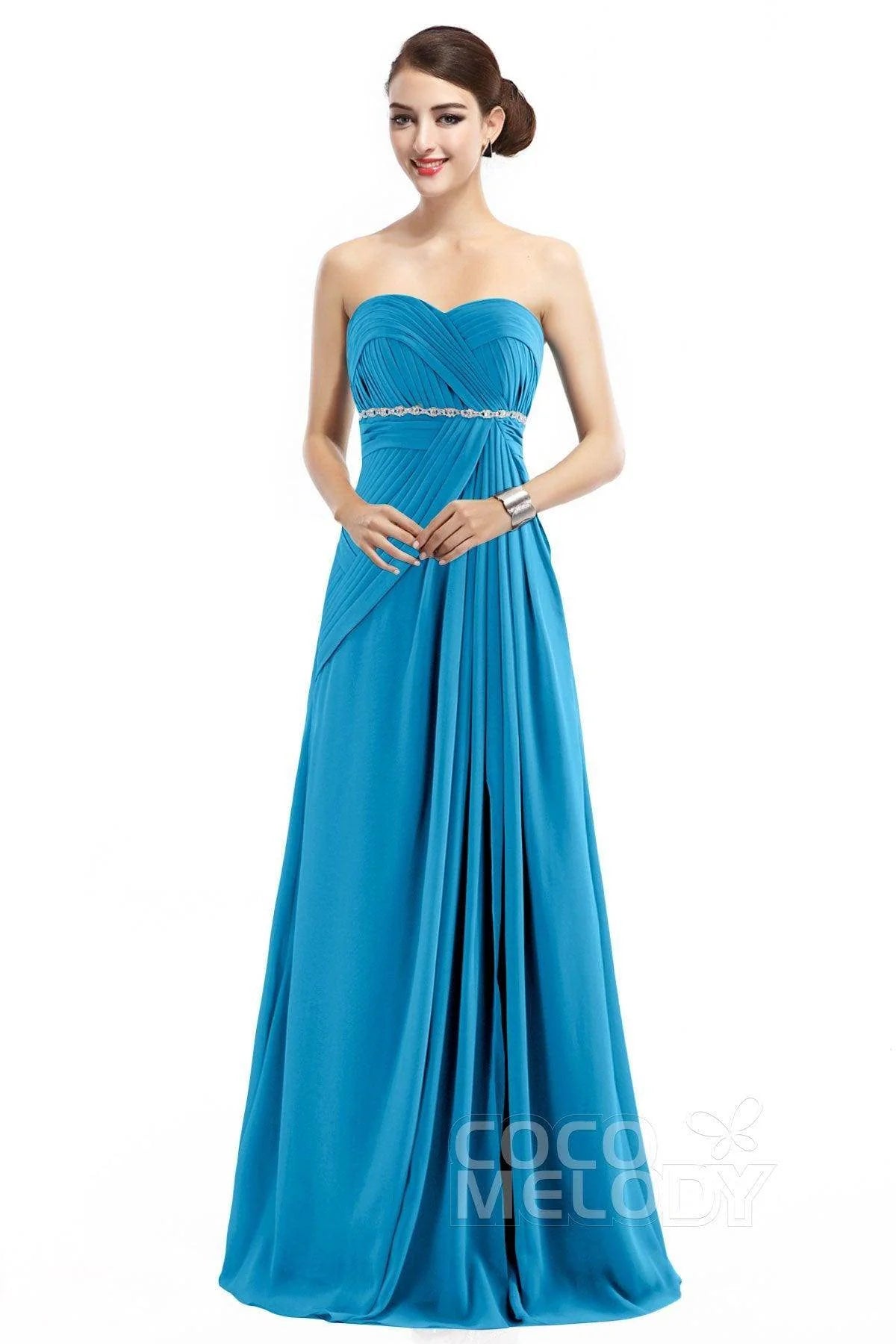 Sheath Floor Length Chiffon Bridesmaid Dress COZF14022