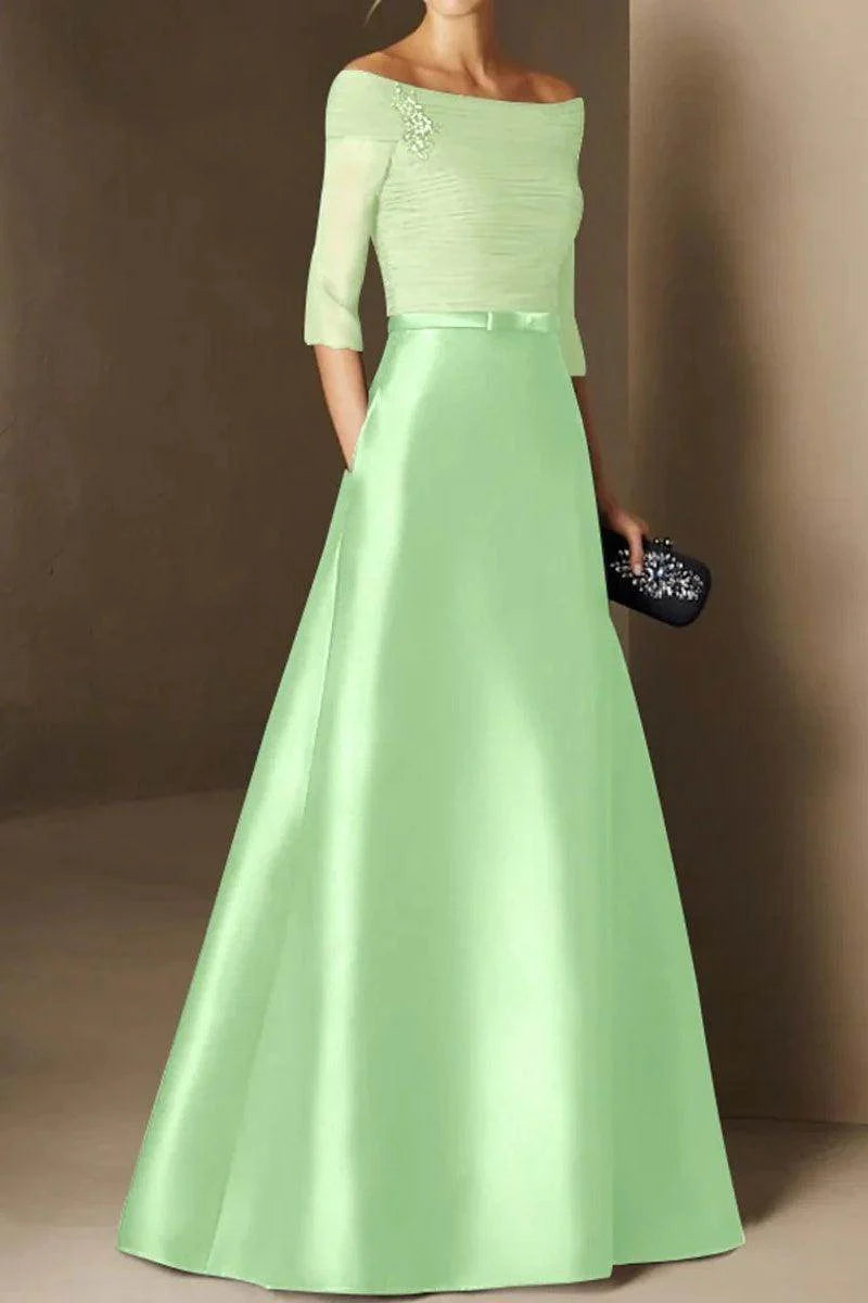 A Line Off The Shoulder Short Sleeves Applique Mother Dresses CM0339