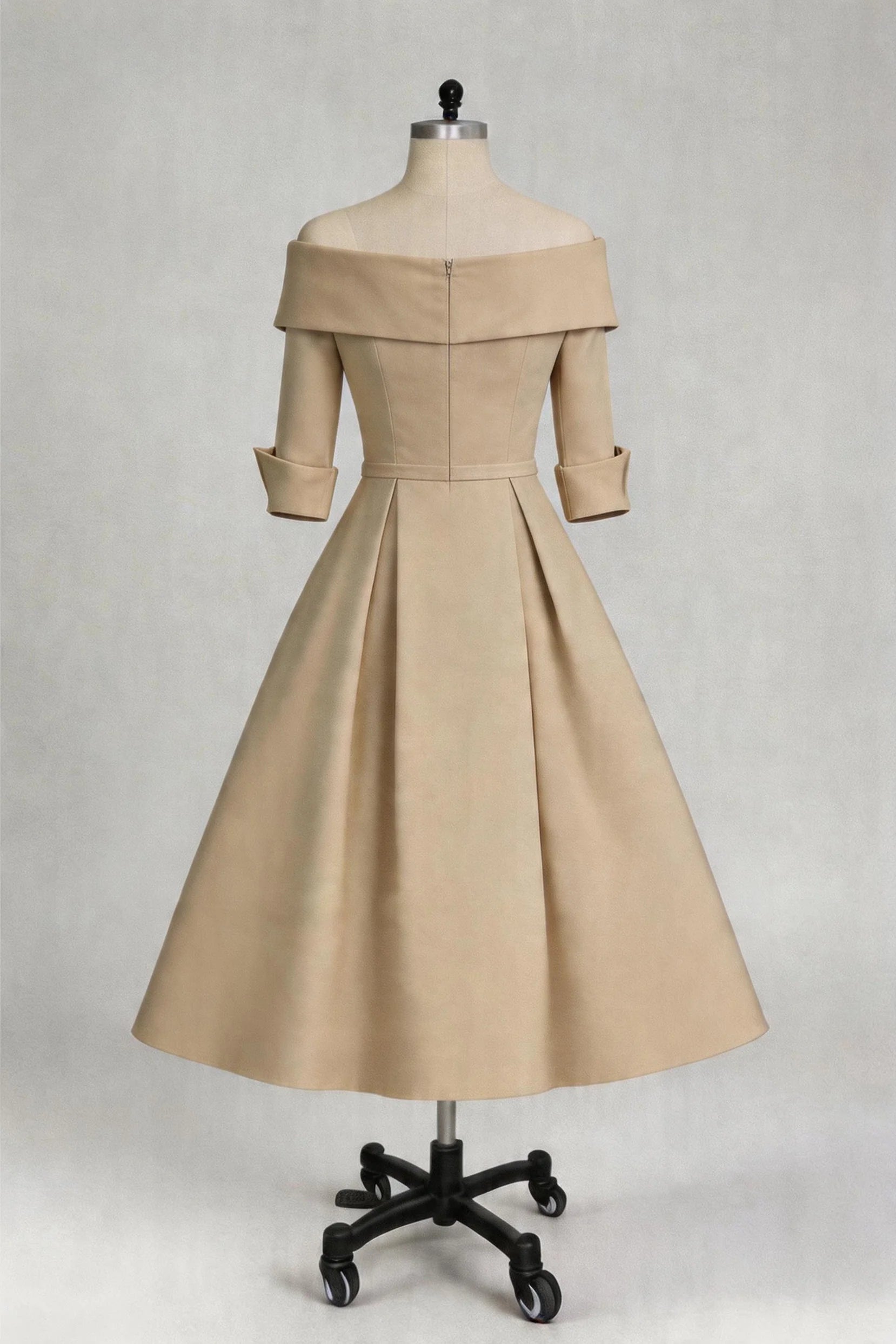 A Line Cowl Neck 3/4 Sleeves Tea Length Elegant Mother Dresses CM0348