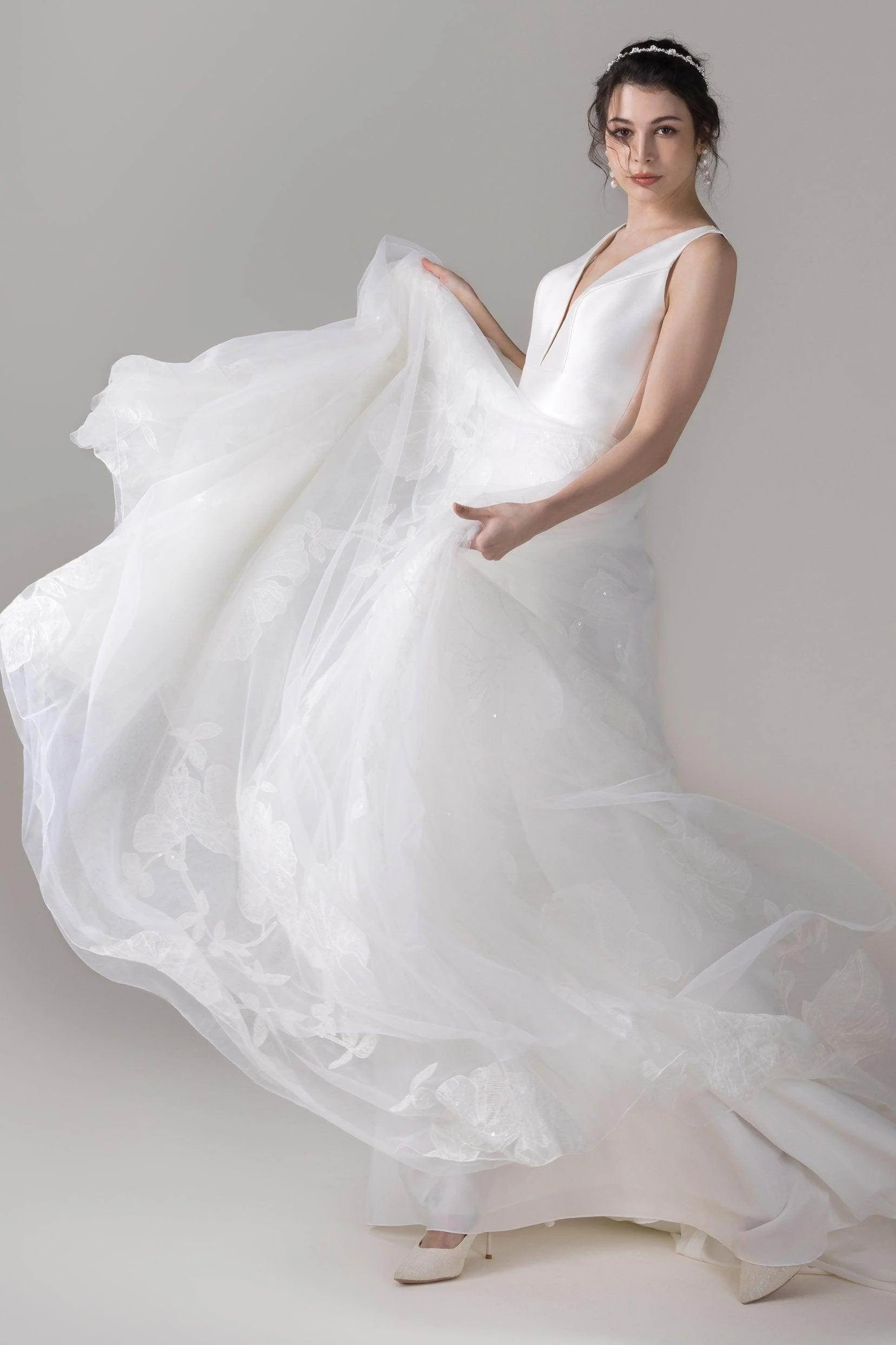A-Line Court Train Mikado Wedding Dress CW2789