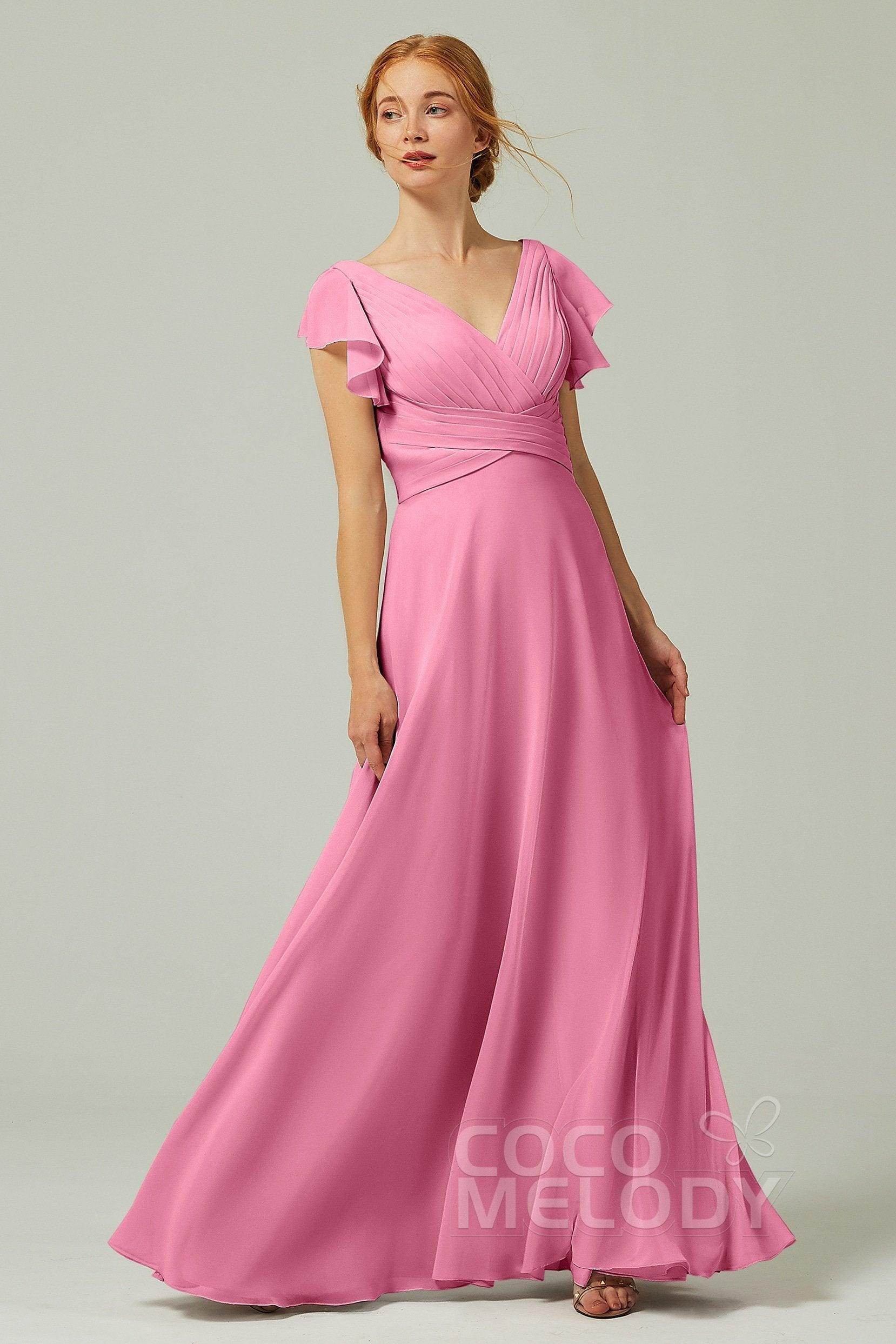 A-Line Floor Length Chiffon Bridesmaid Dress CB0302
