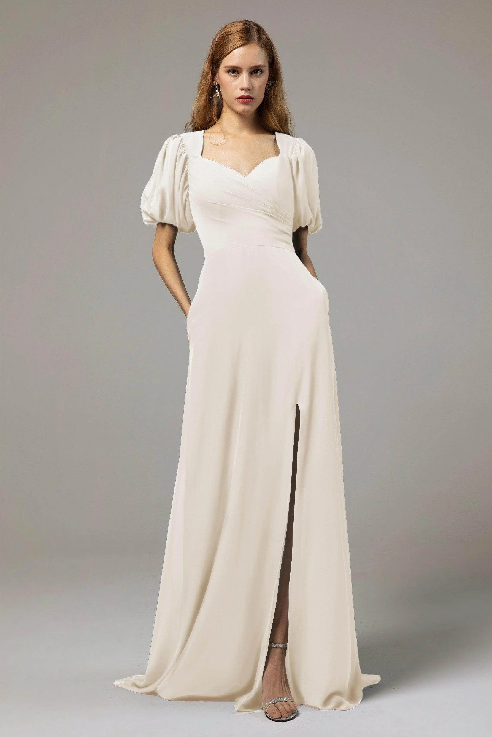 A-Line Floor Length Chiffon Bridesmaid Dress Formal Dresses CB0415