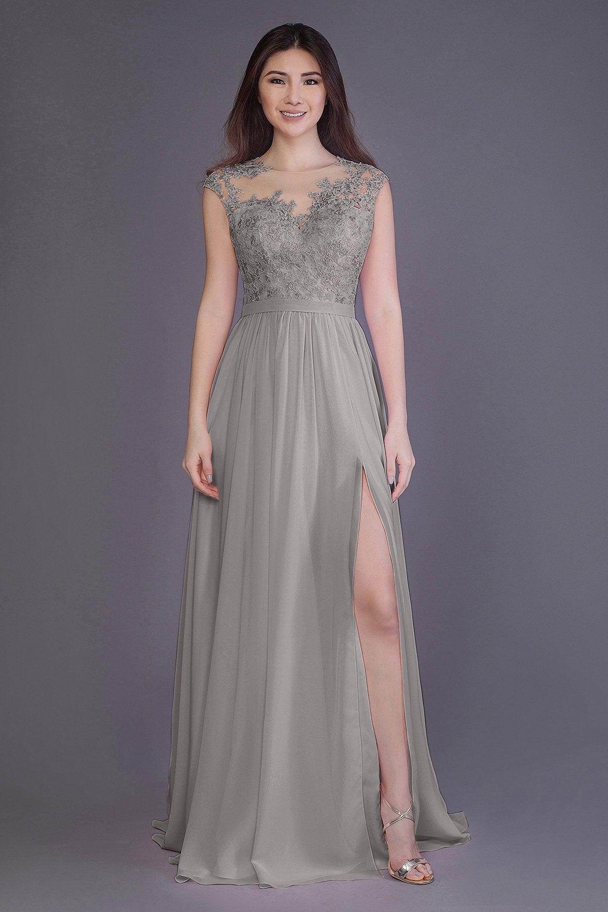 Sheath Floor Length Chiffon and Lace Bridesmaid Dress PR3554PS